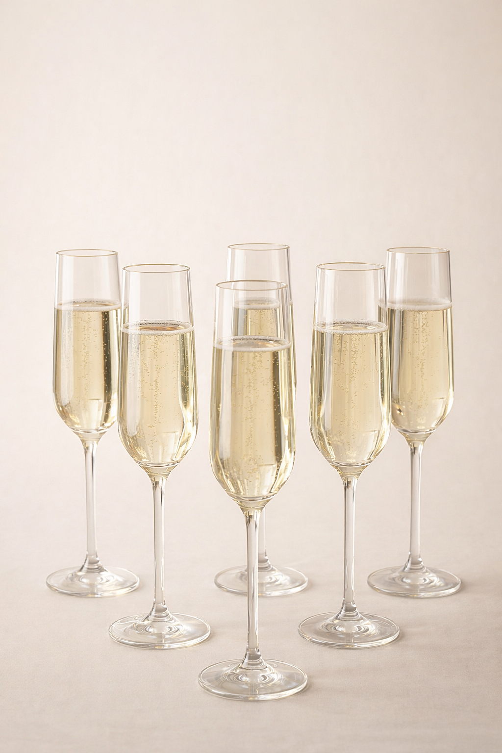 6'lı Flüt Tasarım Kristal Cam Şampanya Kadeh Seti - 250 Ml