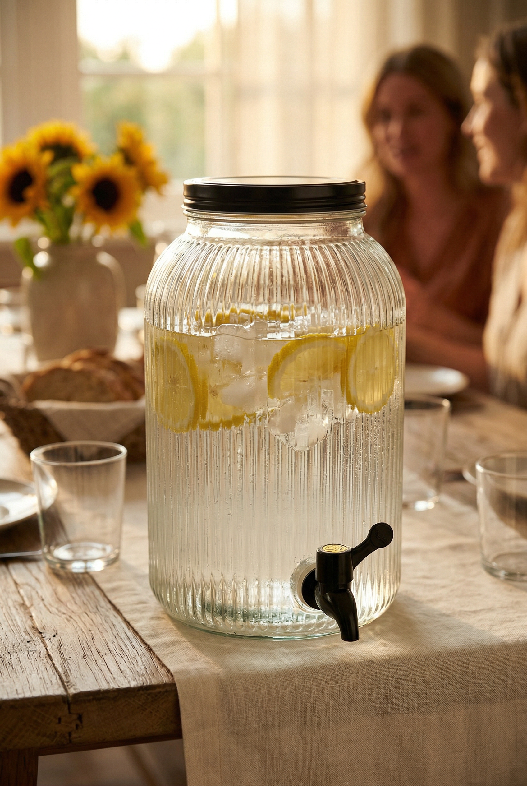 4 Litre Rölyefli Cam Sebil & Şerbetlik