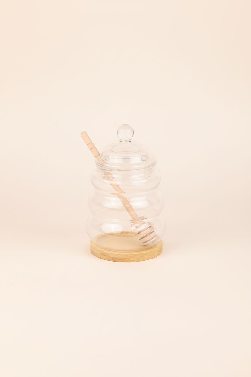 Kaşıklı Cam Bal Kavanozu - 480 ML