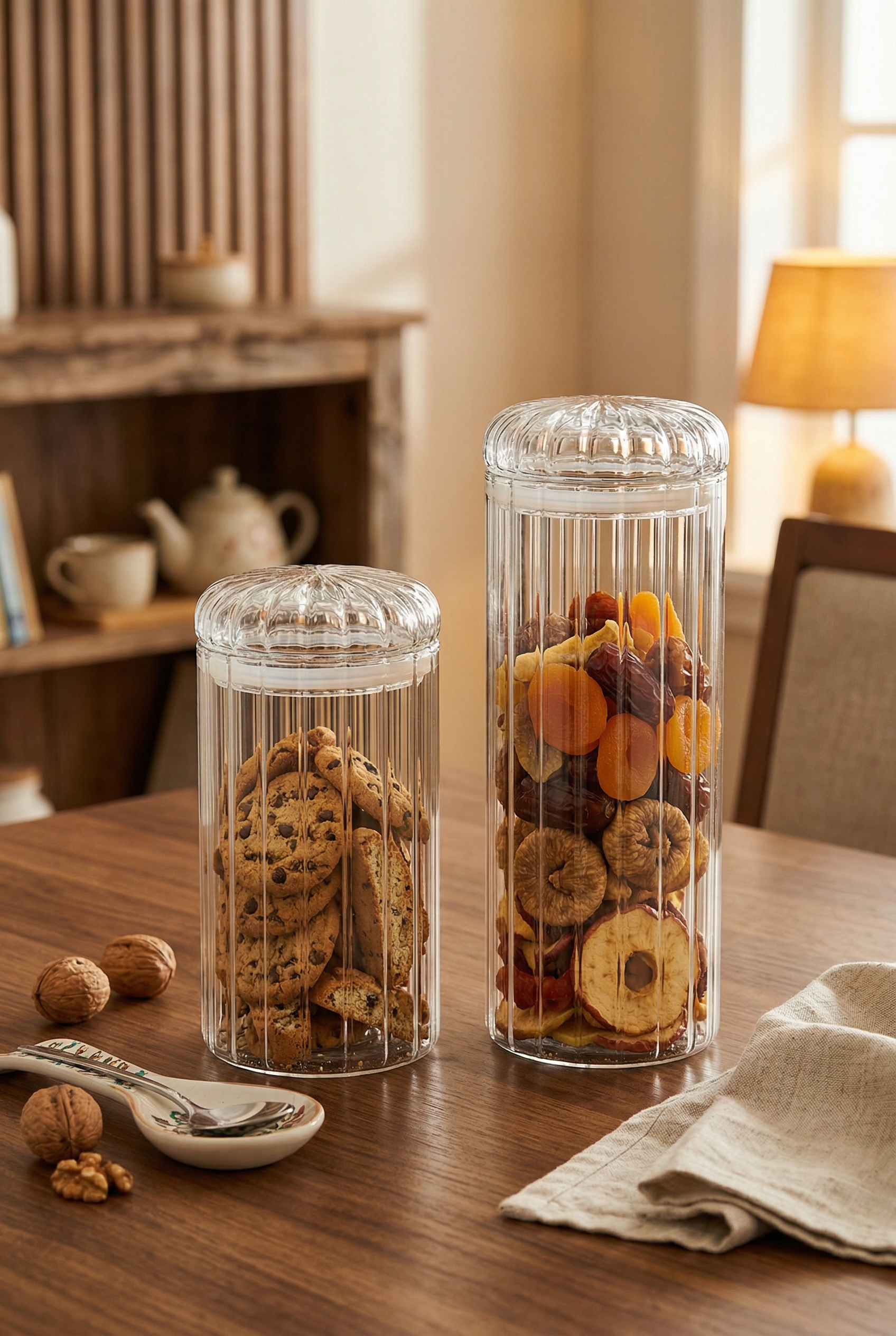 2'li Borosilikat Vakum Kapaklı Cam Kavanoz Seti / 1050-770 ML