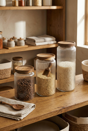 Akasya Kapaklı 3'lü Cam Kavanoz Seti / 750-1100-1500 ML