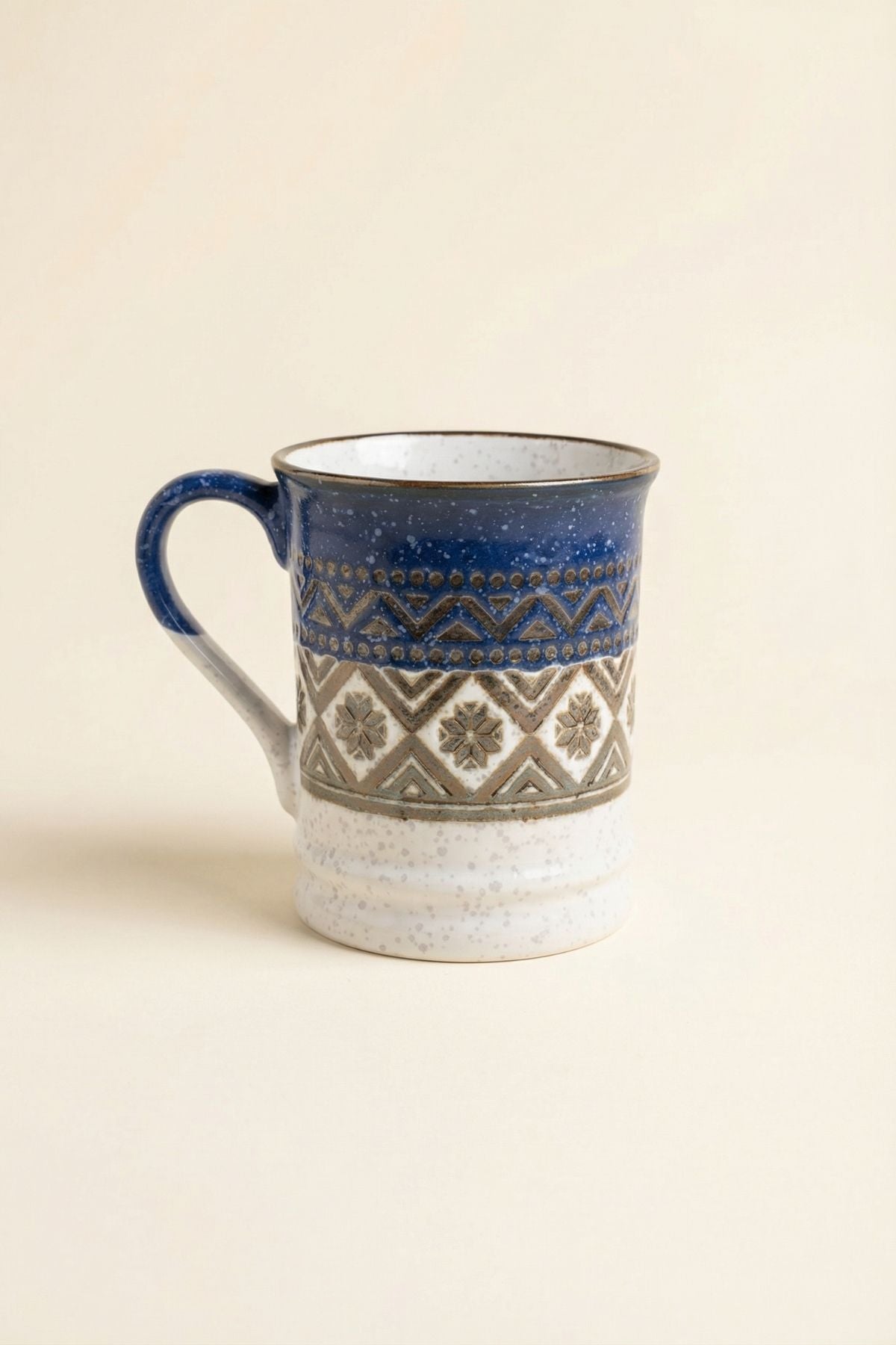 Etnik Desen Porselen Kupa 400 Ml - Lacivert