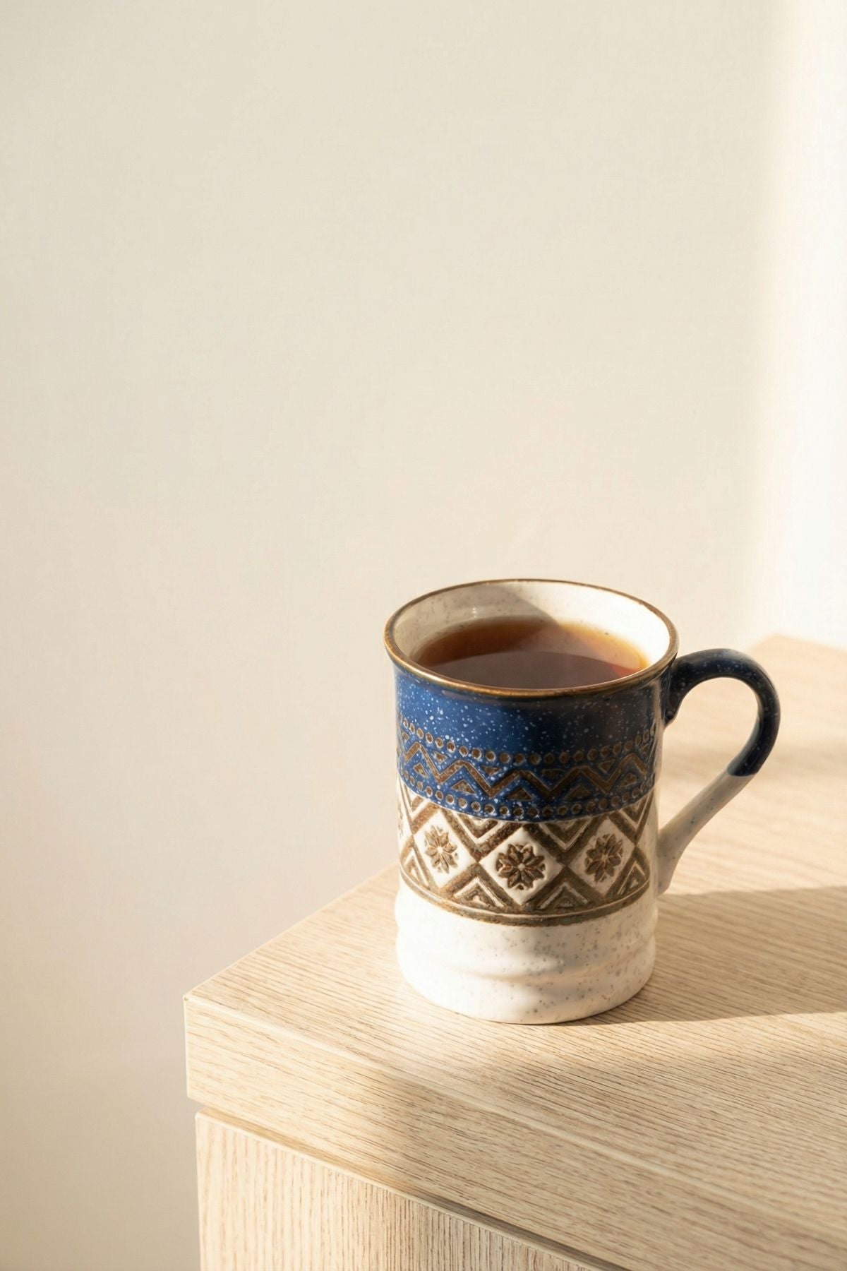 Etnik Desen Porselen Kupa 400 Ml - Lacivert