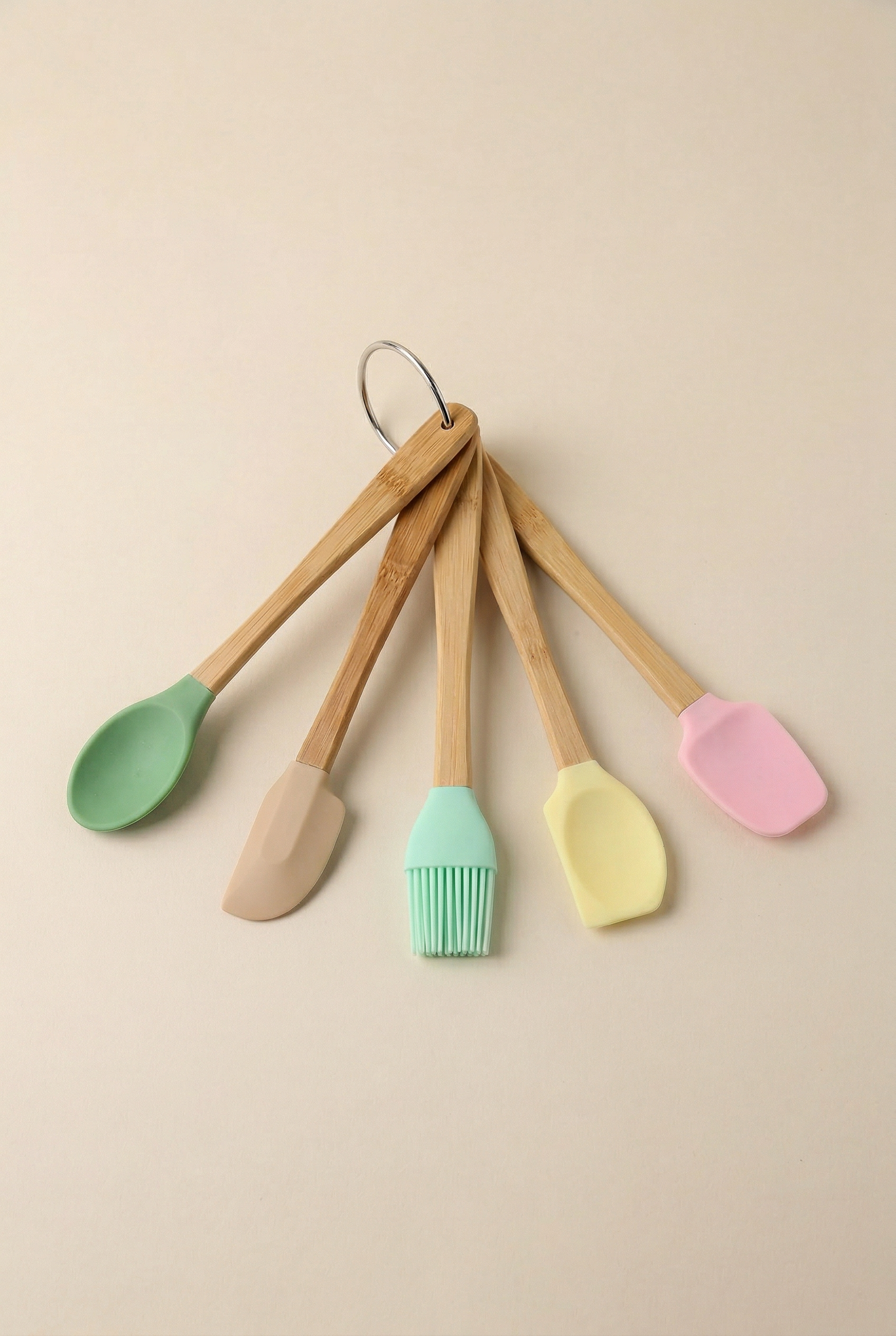 5 Parça Bambu Saplı Silikon Pişirme Seti