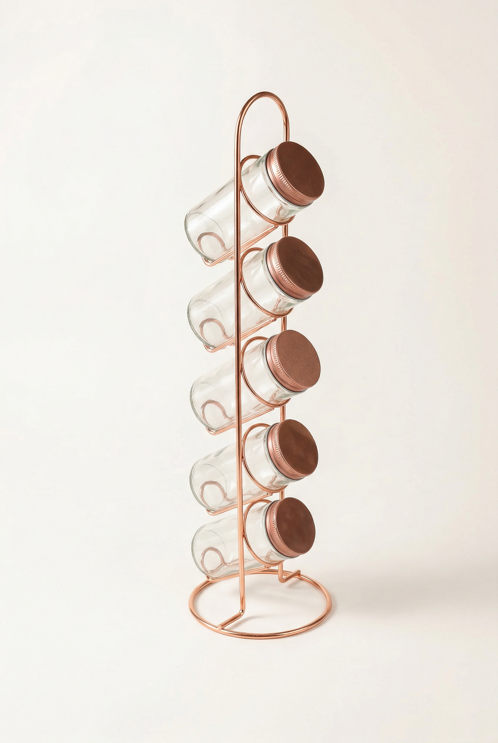 5'li Metal Standlı Baharatlık Seti – Bakır Renk (92 ml x 5)