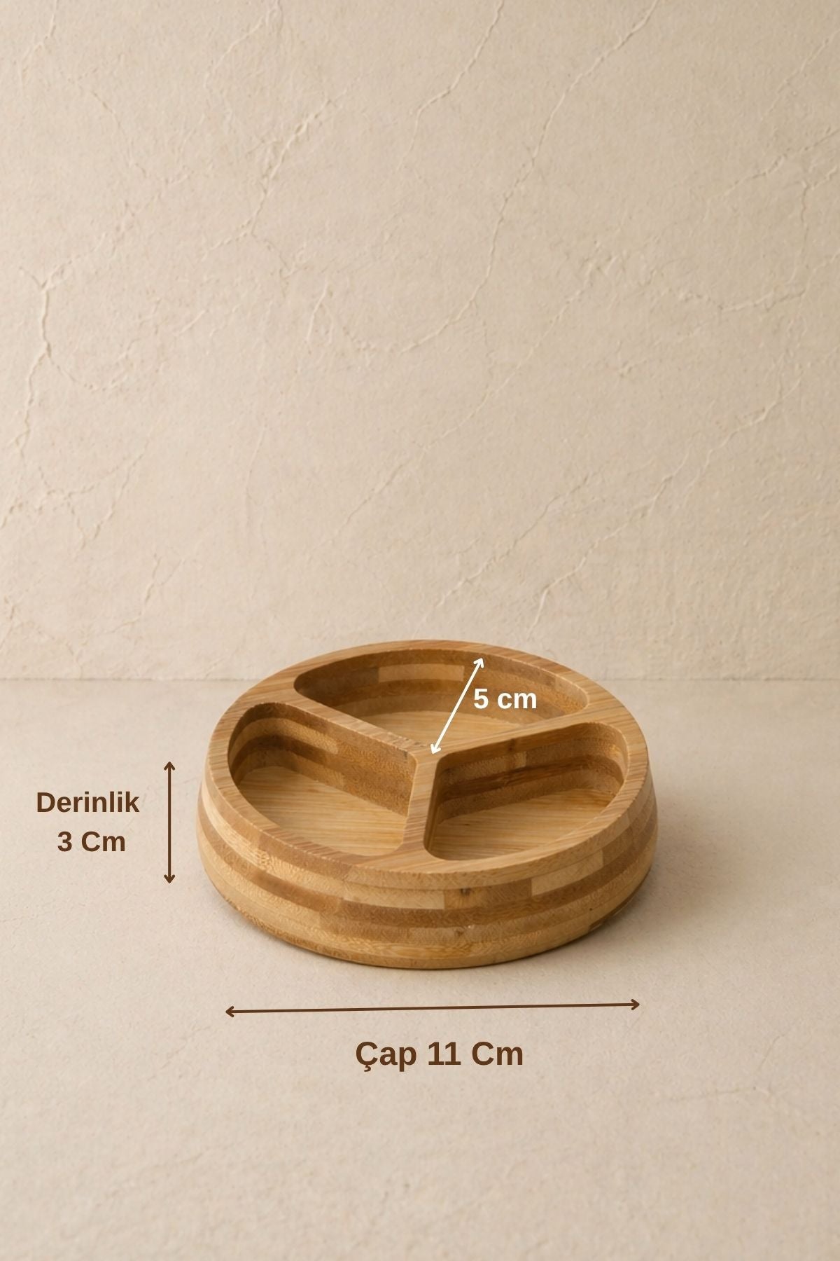 3 Bölmeli Mini Bambu Çerezlik