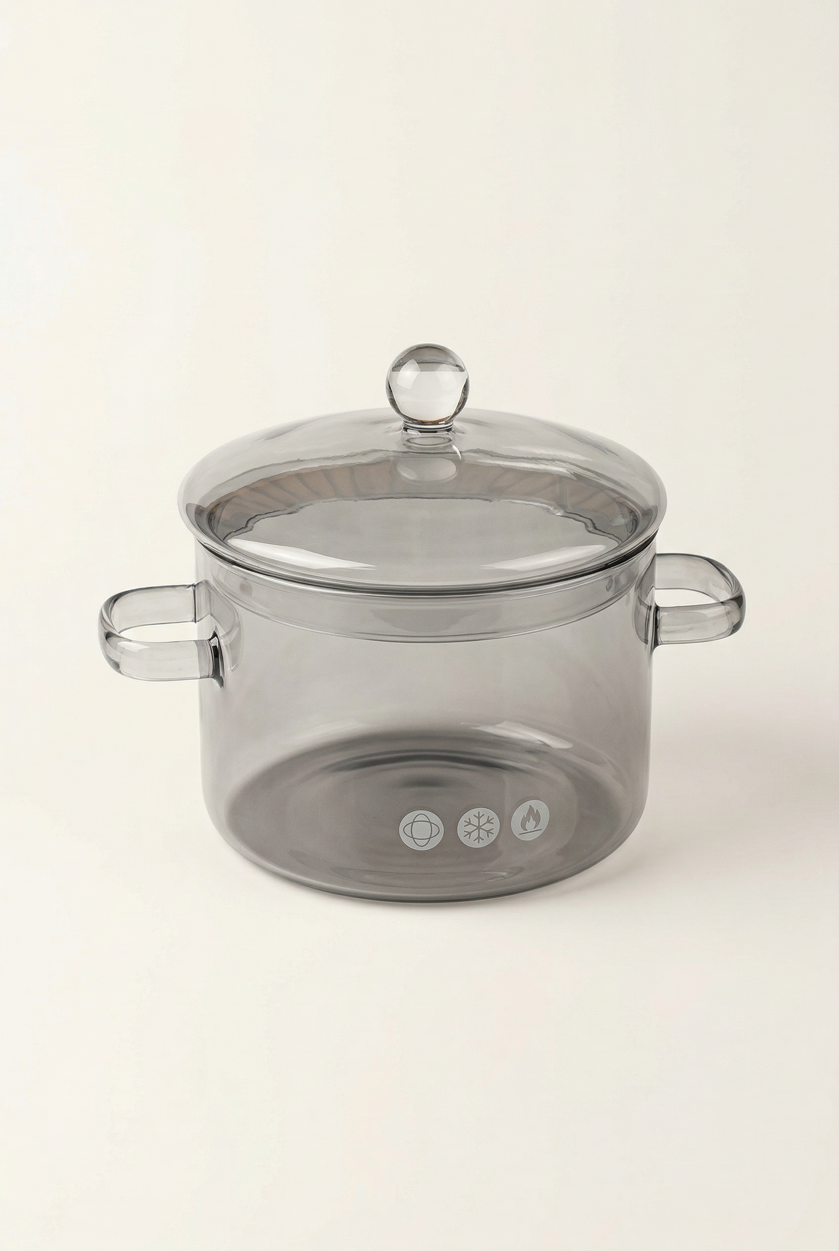 Ateşe Dayanıklı Borosilikat Cam Tencere - 1,9 Litre - Gri