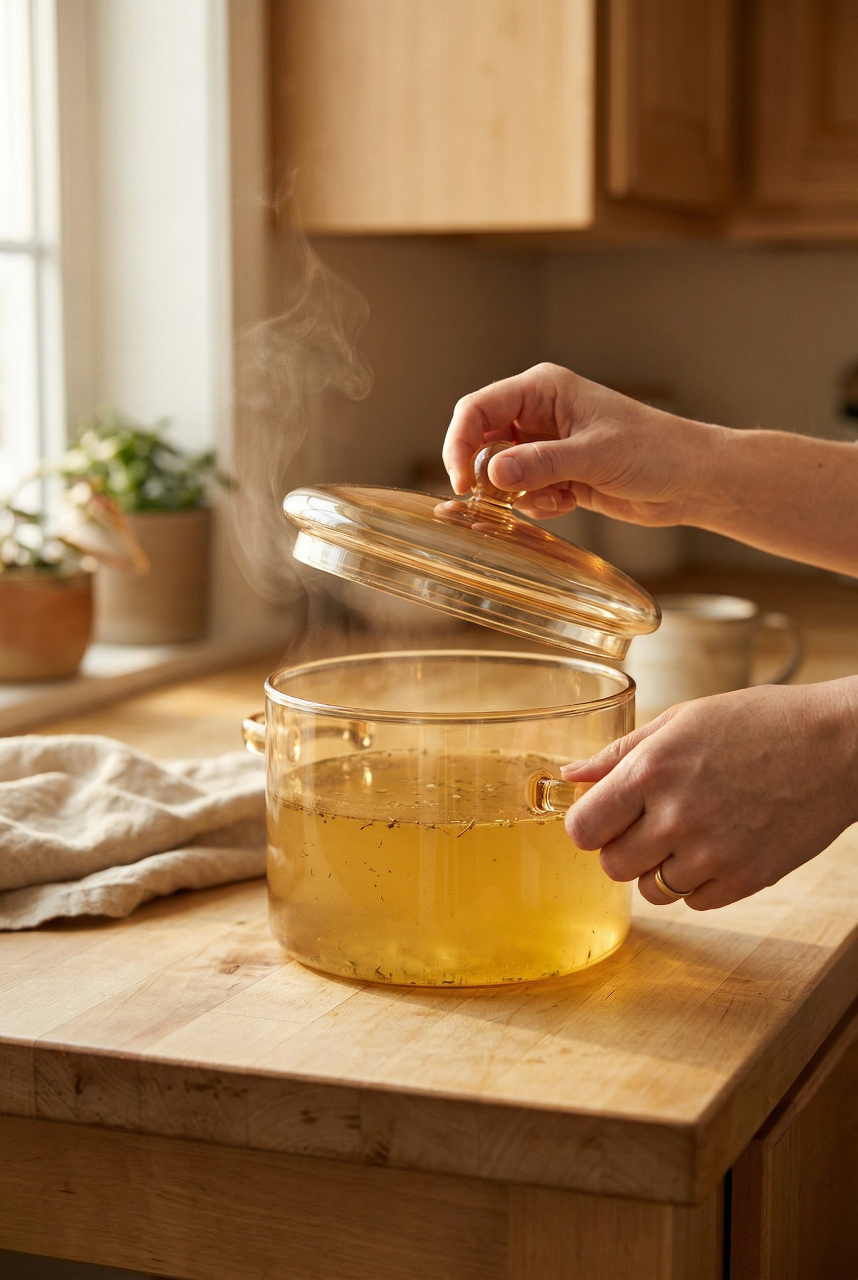 Ateşe Dayanıklı Borosilikat Cam Tencere - 1,9 Litre - Gold