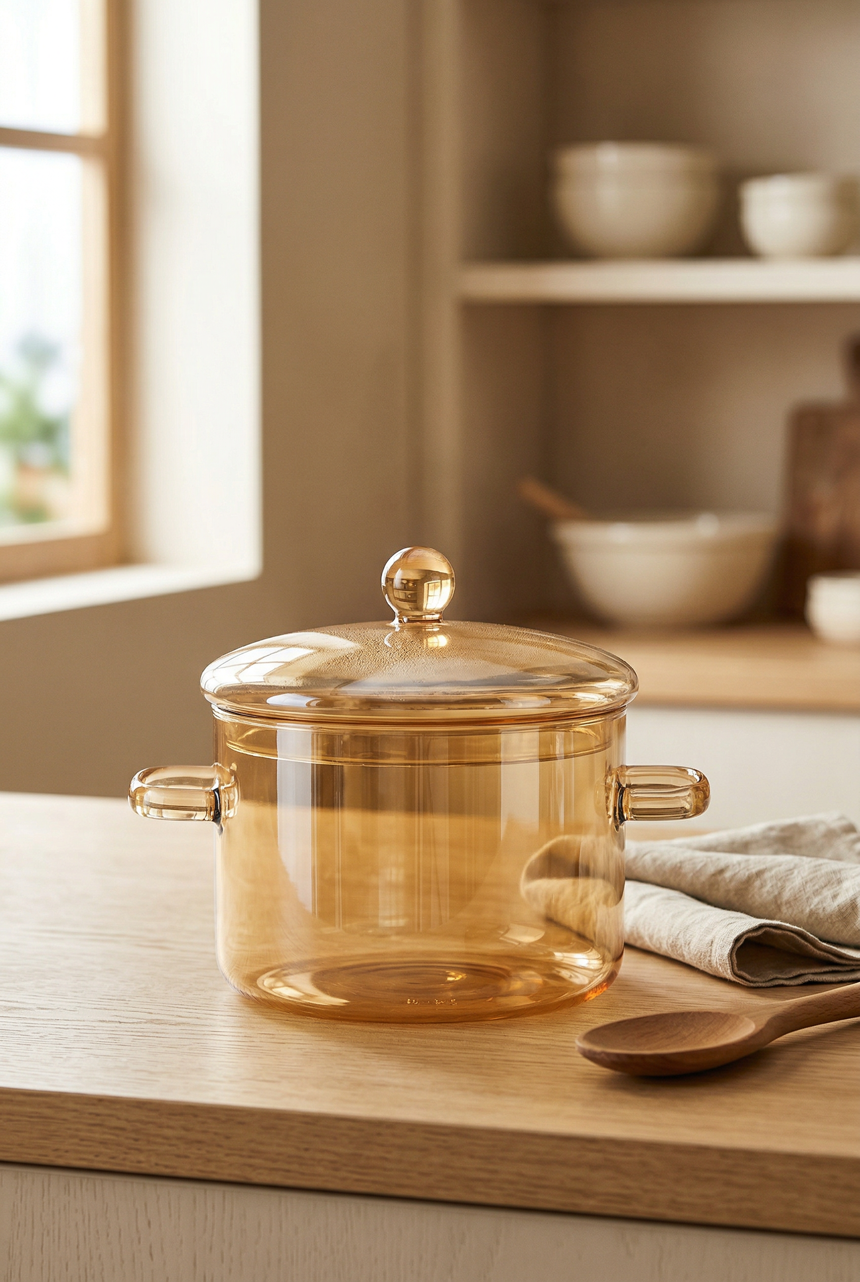 Ateşe Dayanıklı Borosilikat Cam Tencere - 1,9 Litre - Gold