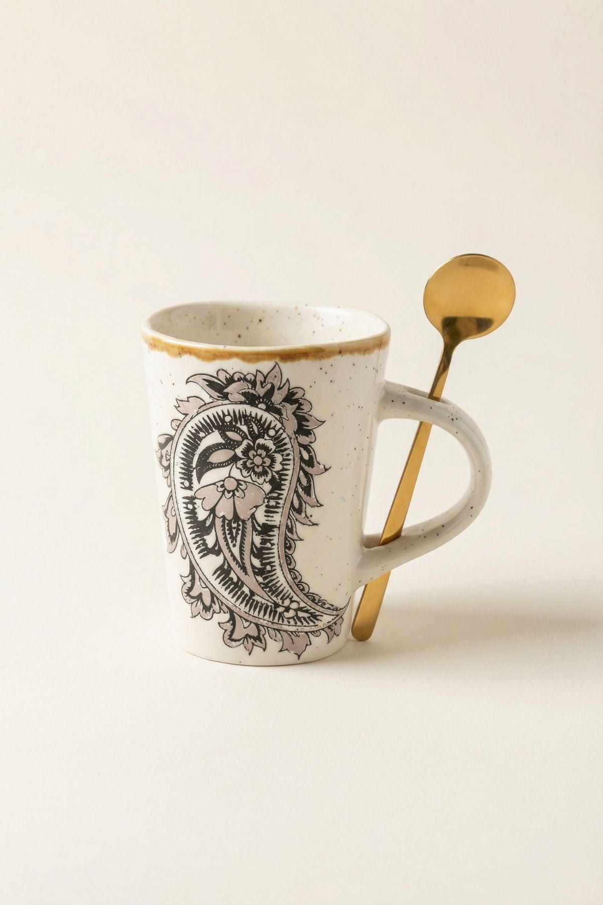 Porselen Kaşıklı Kupa 280 ML - Rose