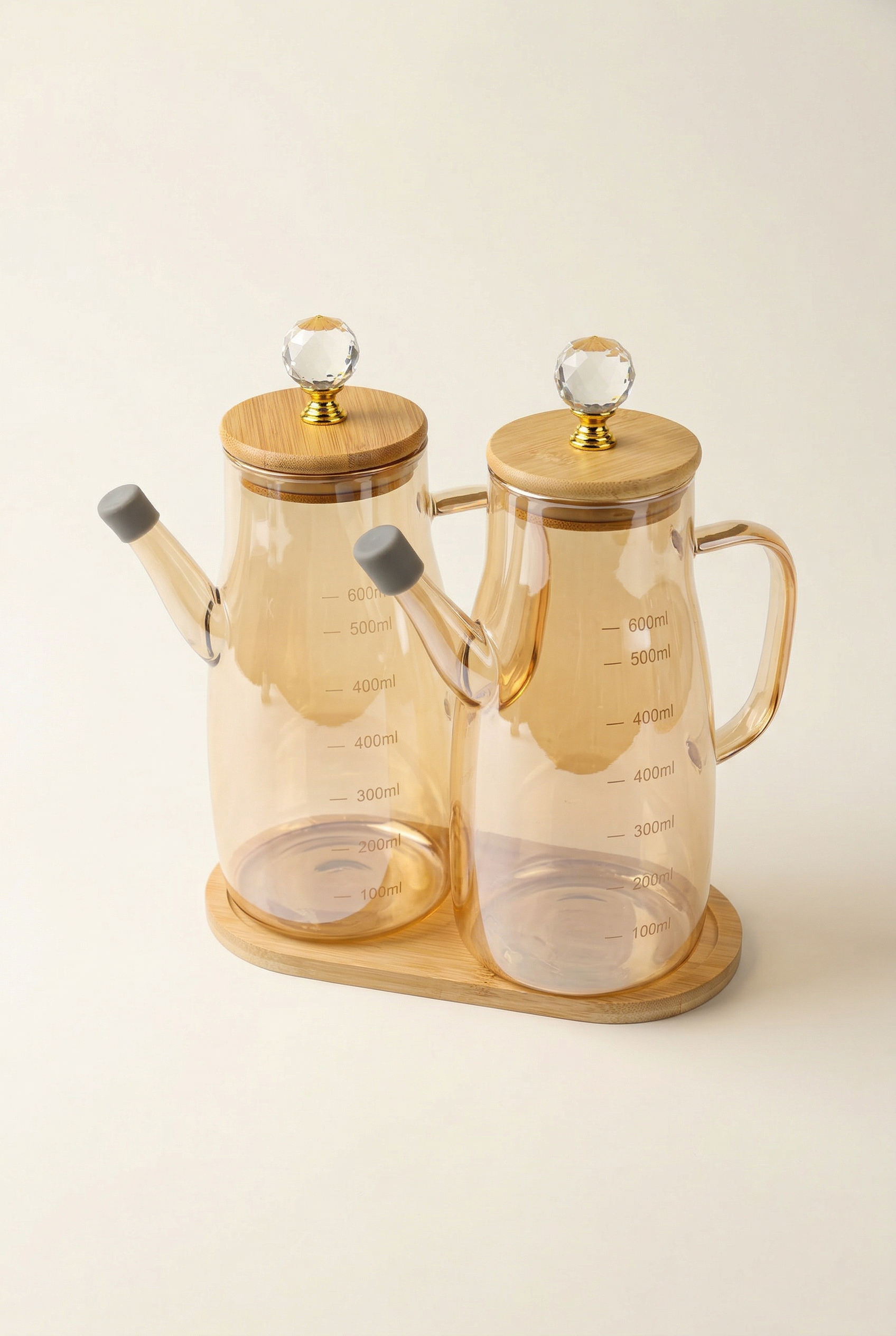 2'li Gold Detaylı Borosilikat Cam Yağdanlık Seti