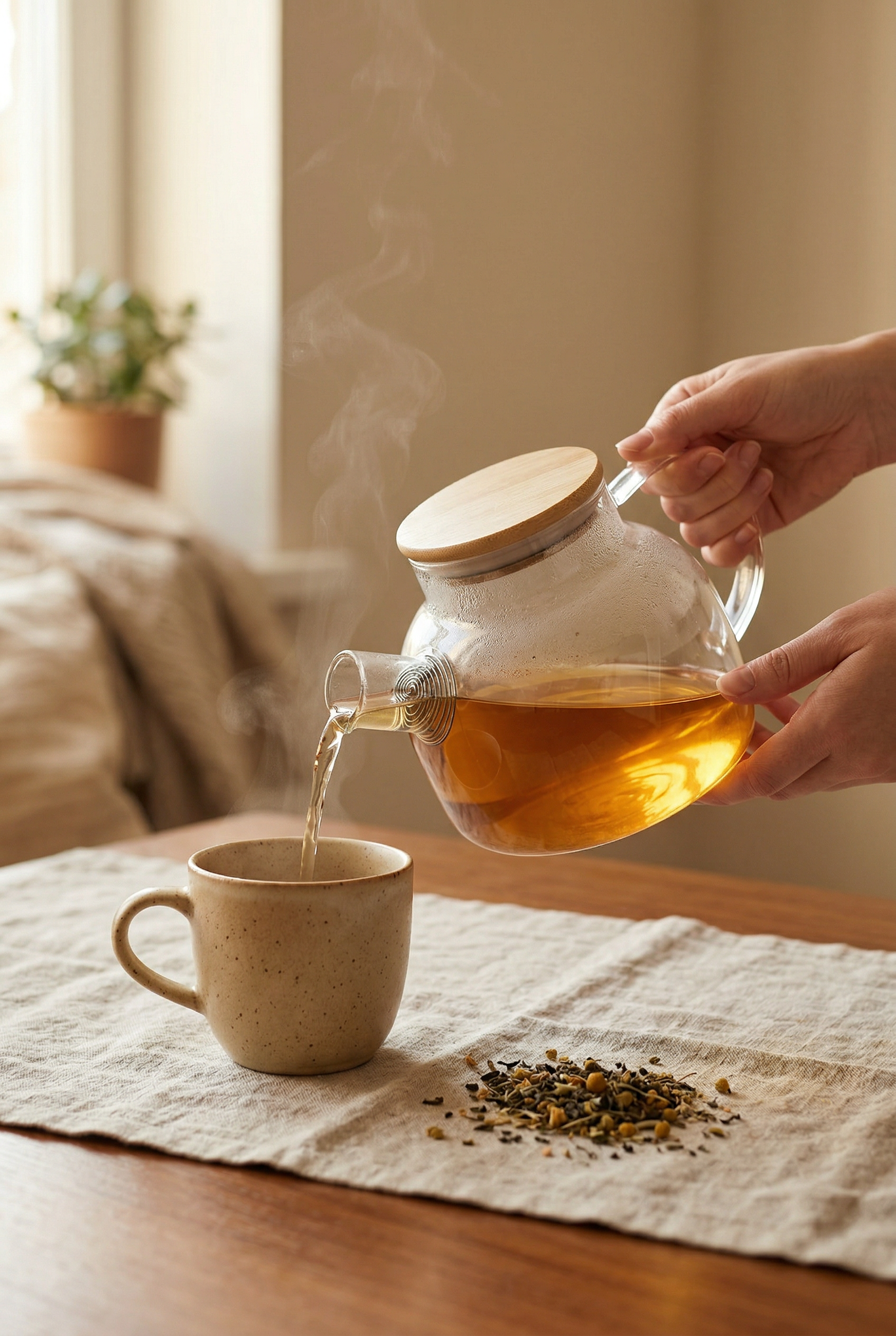 Isıya Dayanıklı Süzgeçli Cam Demlik - 1 Litre