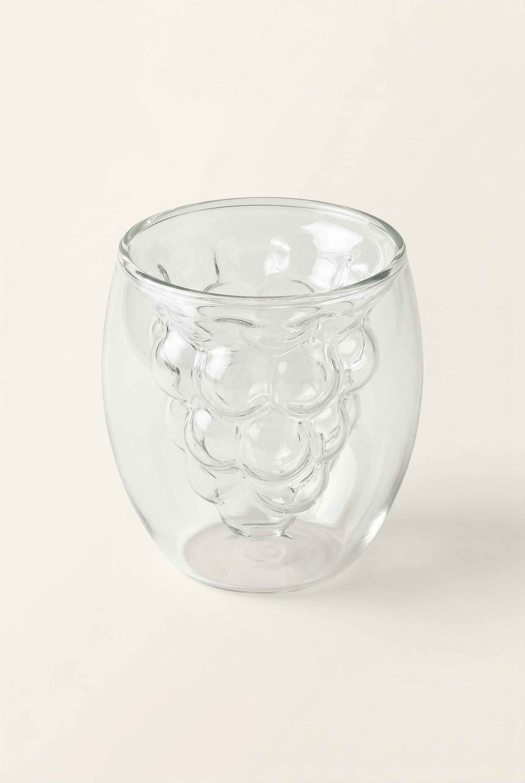 Üzüm Detaylı Çift Cidarlı Cam Bardak - 200 Ml