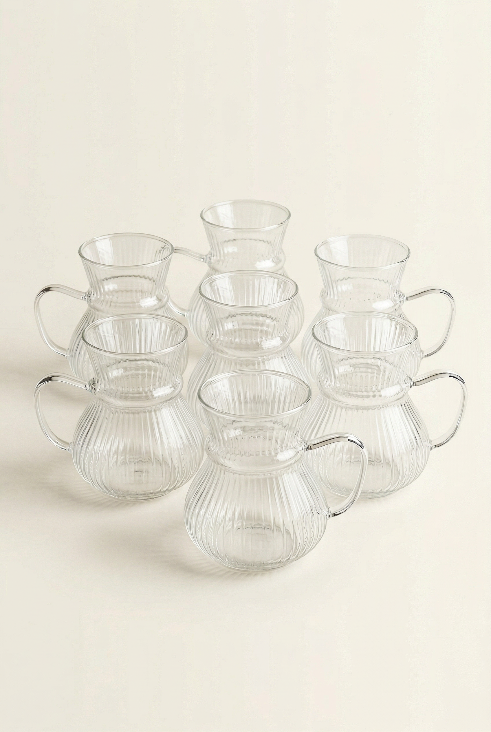 6'lı Rölyefli Tasarım Cam Bardak Seti - 250 ML