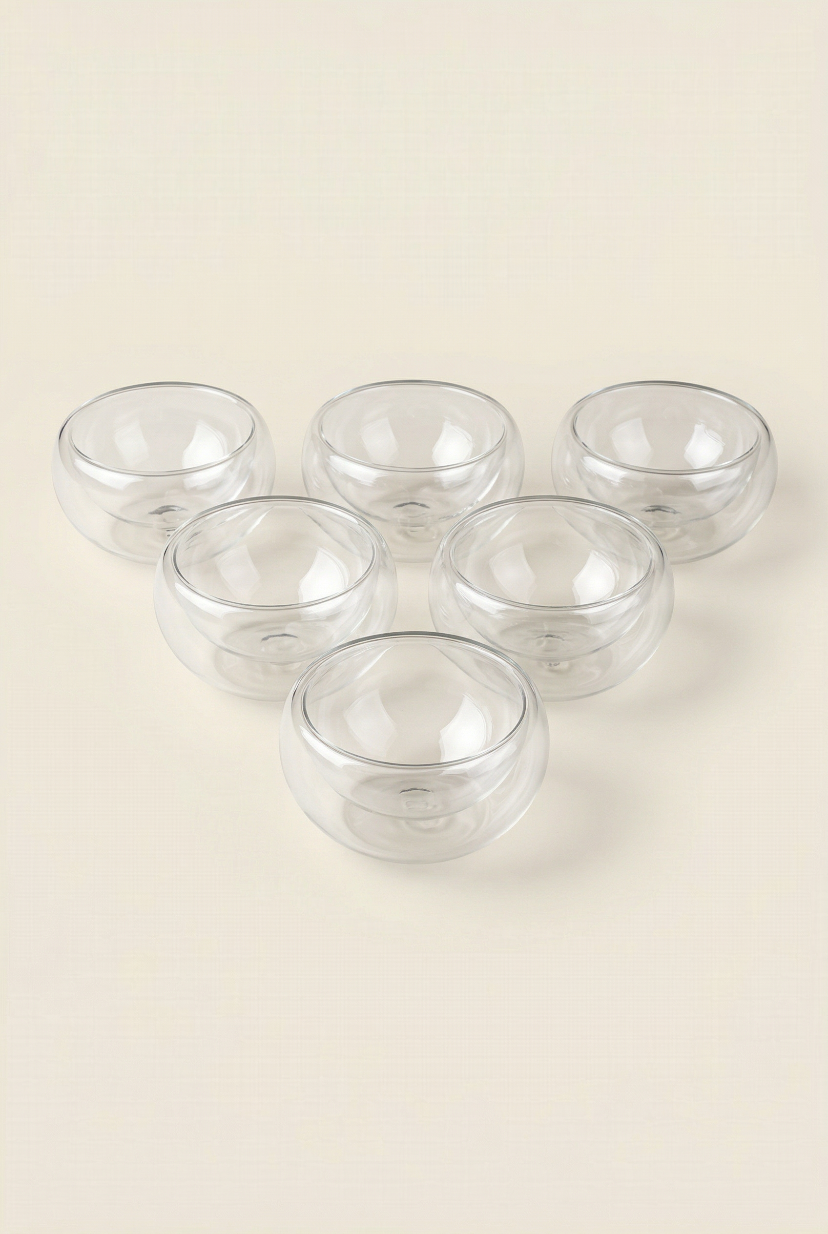 6'lı Çift Cidarlı Cam Kase Seti - 100 ML