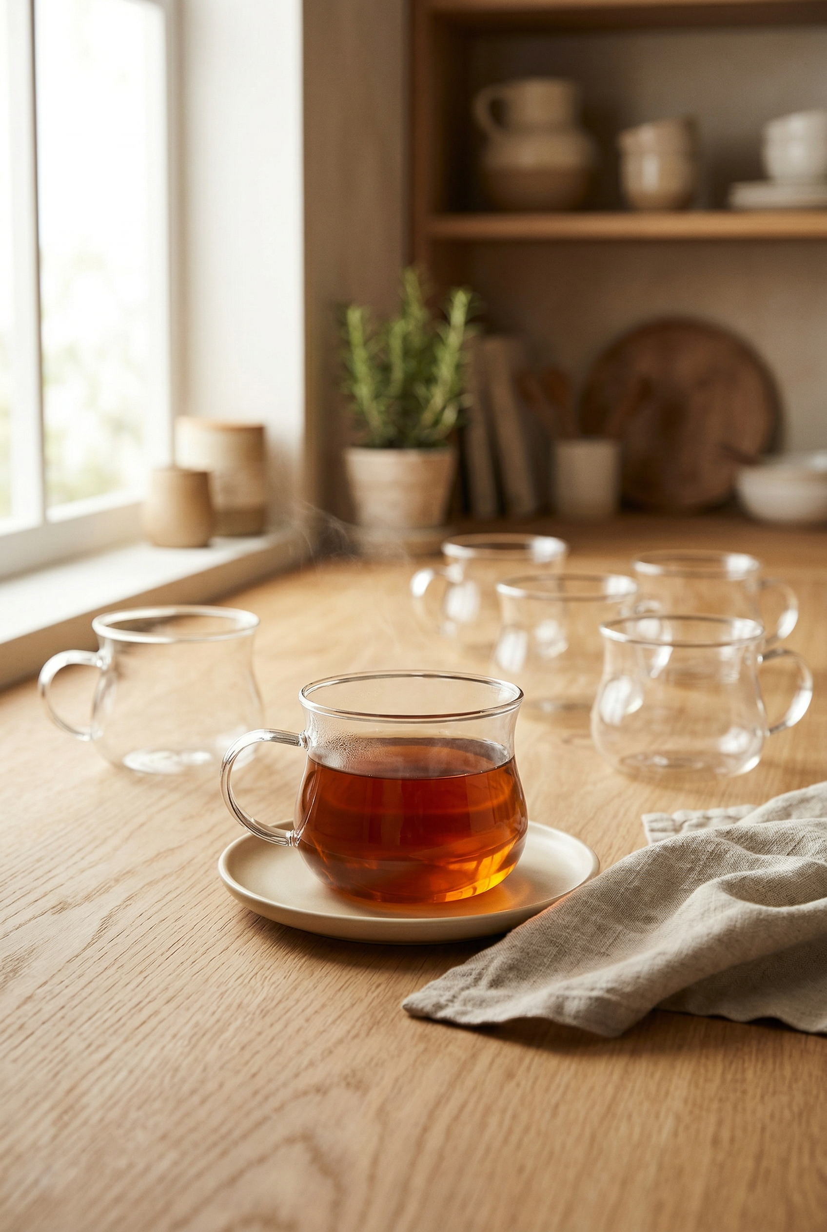 6’lı Borosilikat Cam Çay Bardağı Seti 145 ML