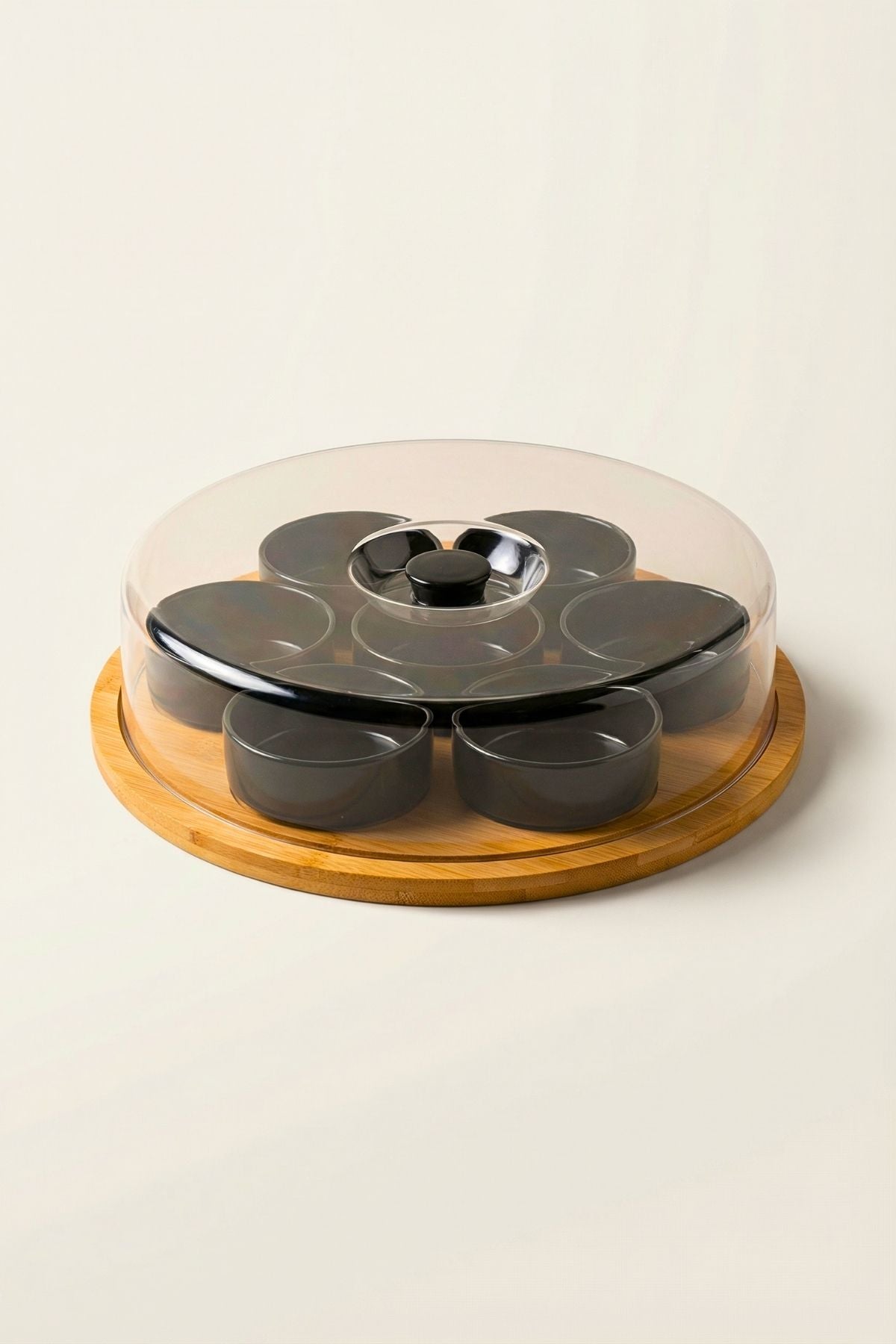 9 Parça Bambu Tepsili Sosluk & Çerezlik Seti