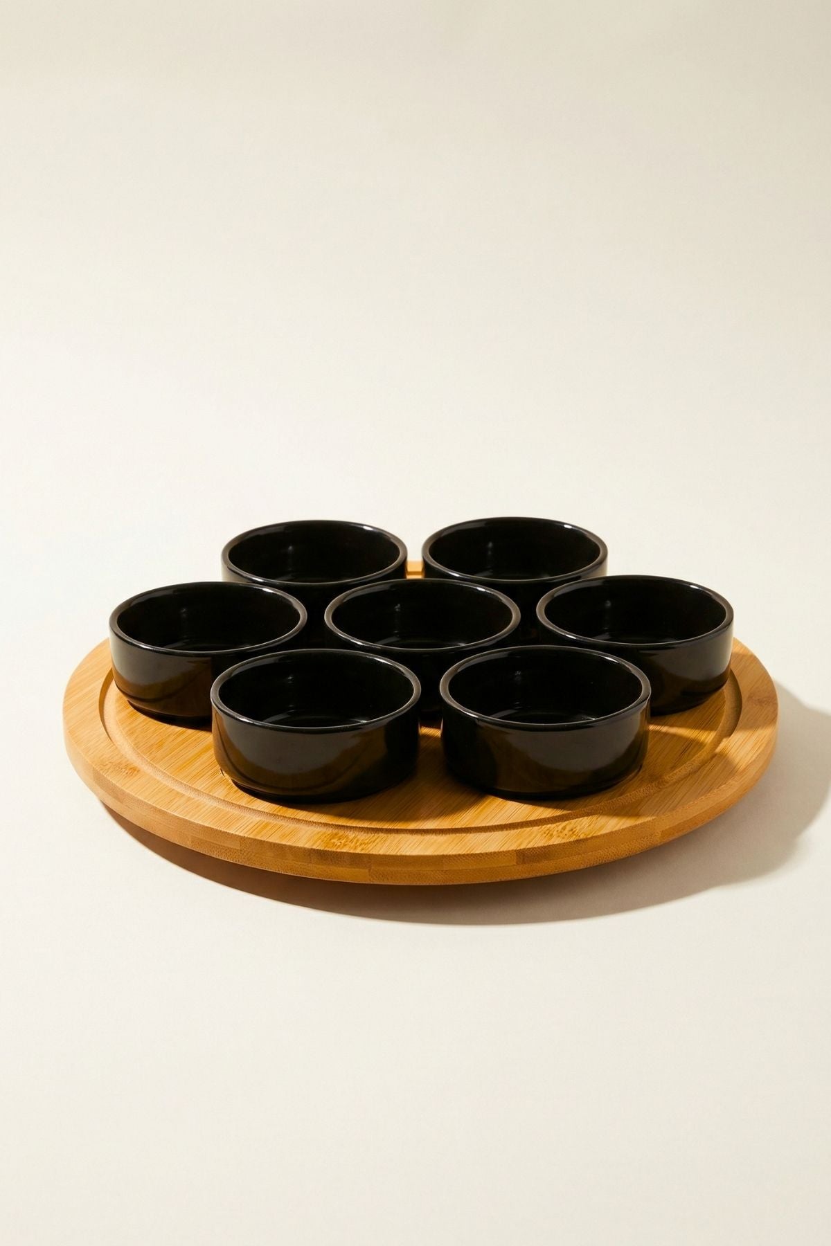 9 Parça Bambu Tepsili Sosluk & Çerezlik Seti