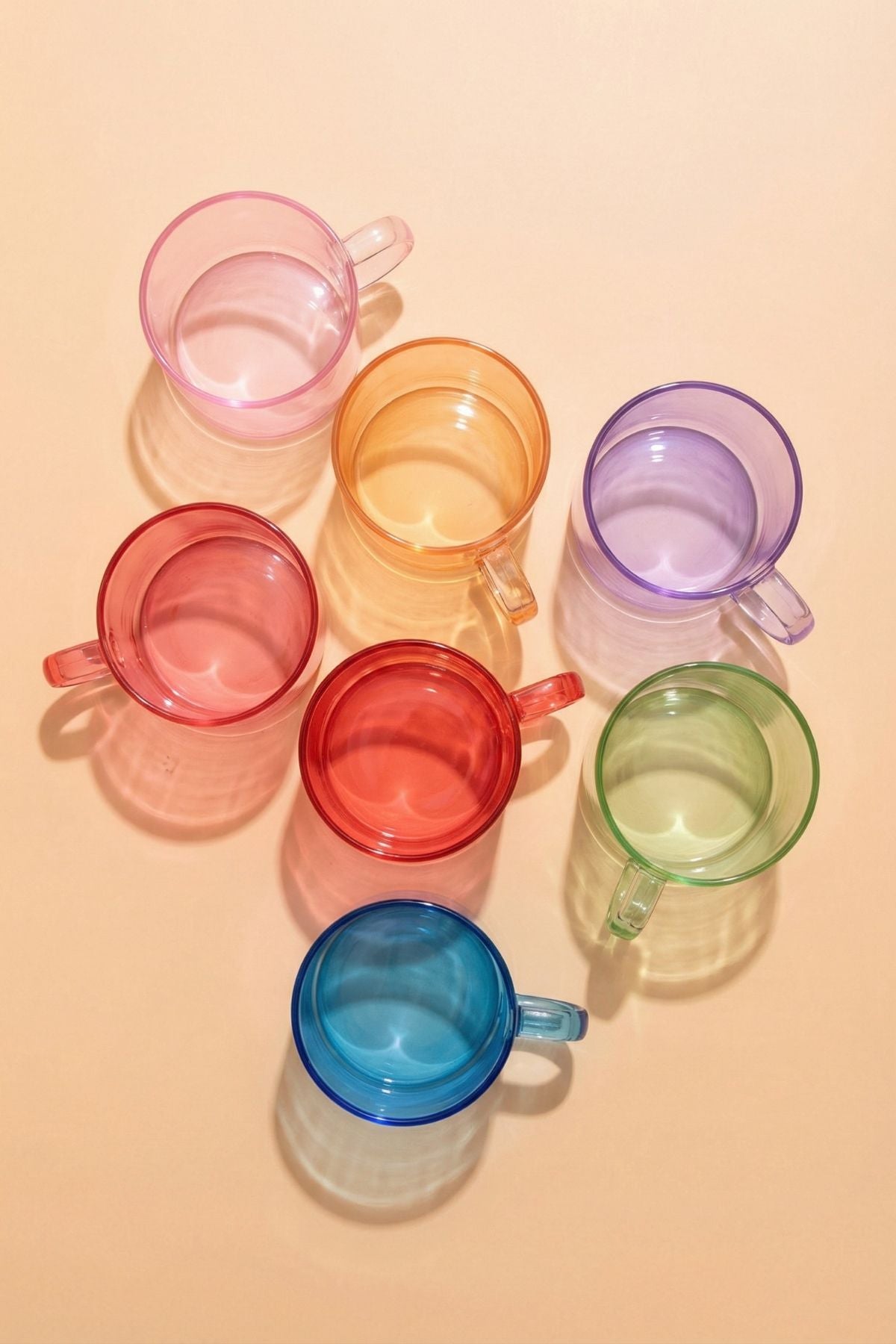 6'lı Renkli Borosilikat Cam Kahve Yanı Bardağı