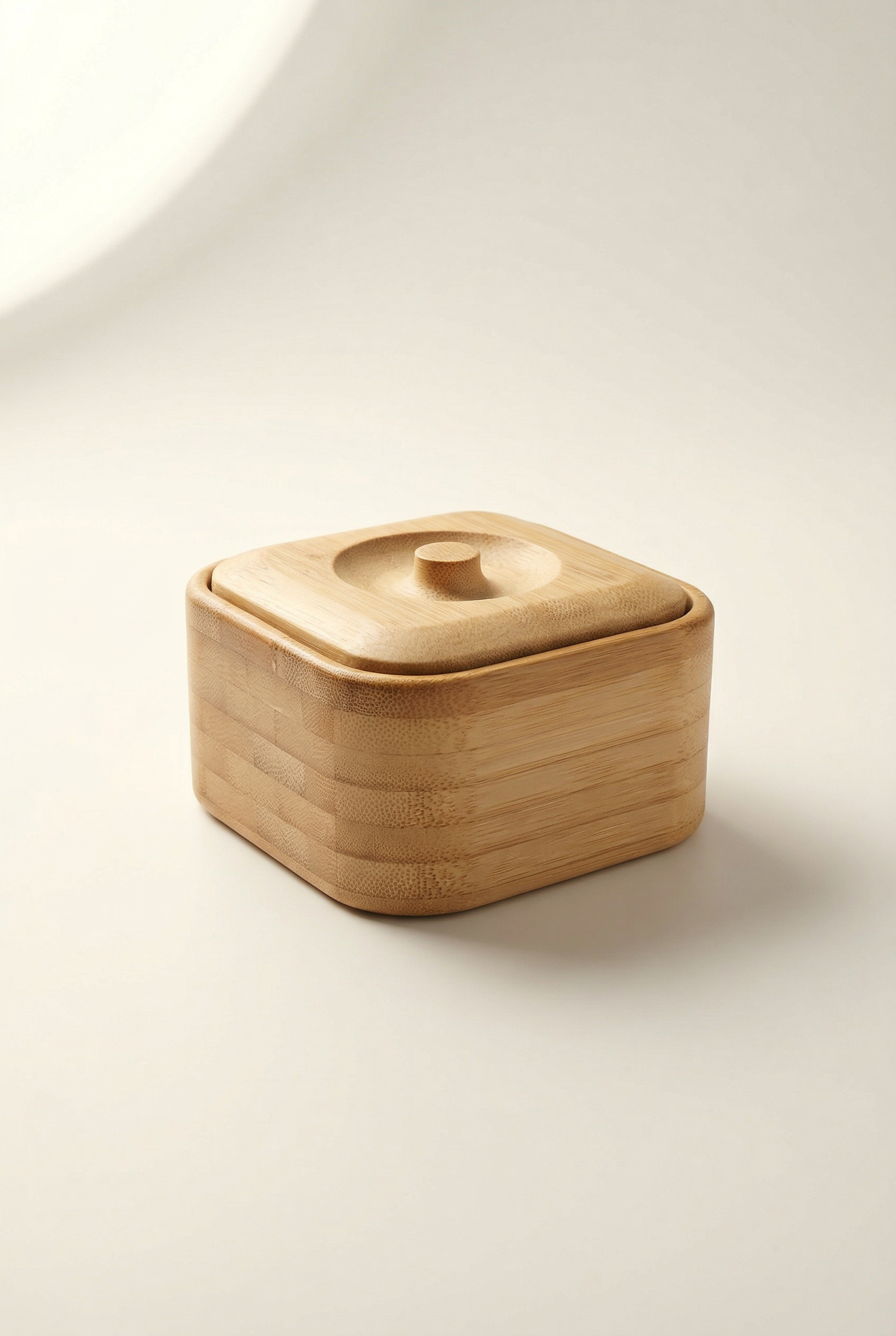 Kapaklı Kare Bambu Şekerlik (10x10 Cm)