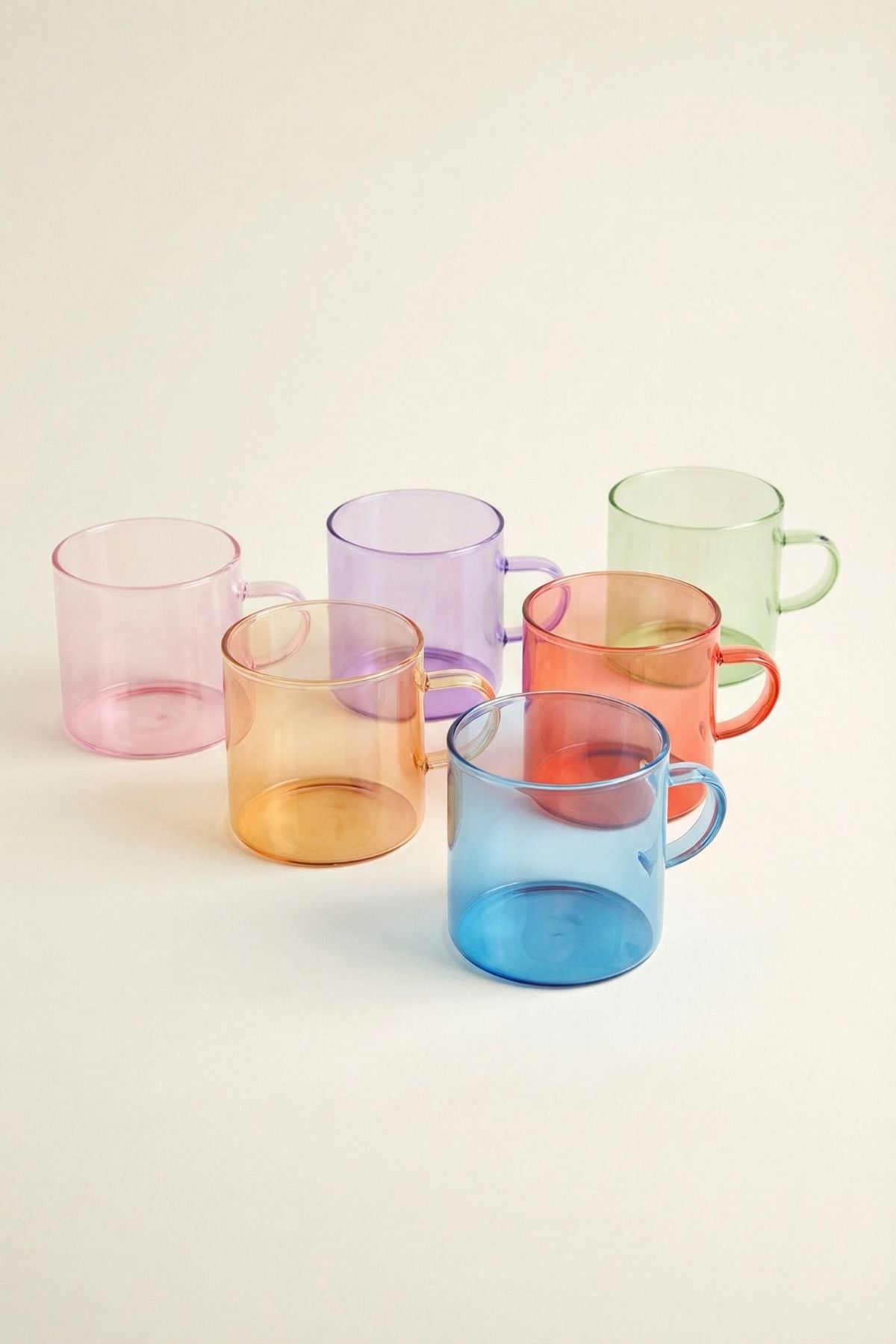 6'lı Renkli Borosilikat Cam Kahve Yanı Bardağı