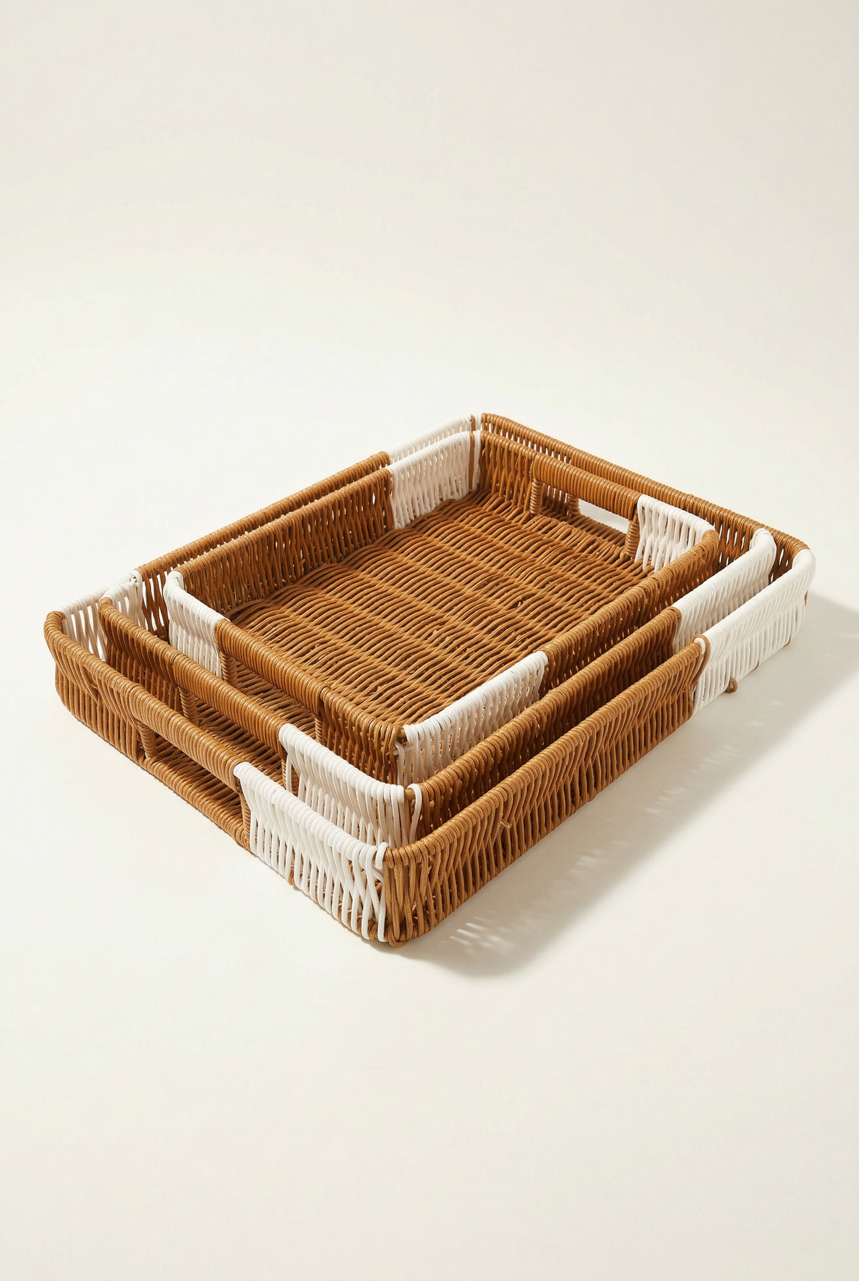 3'lü Dikdörtgen Rattan Sepet & Organizer / Büyük - Orta - Küçük