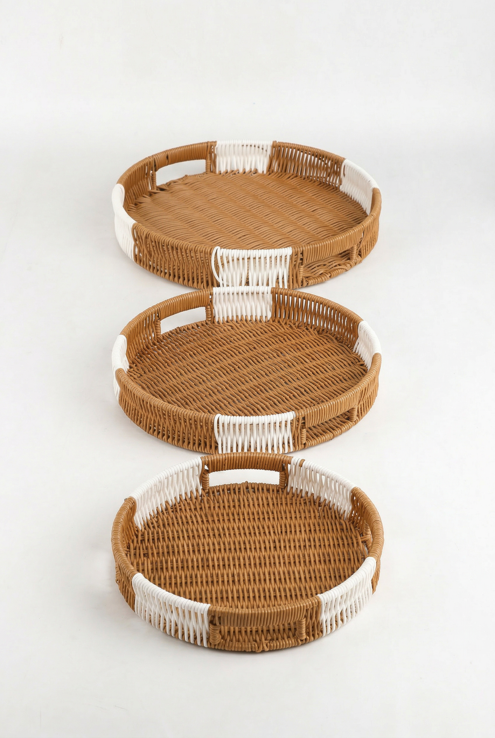 3'lü Yuvarlak Rattan Sepet & Organizer / Büyük - Orta - Küçük