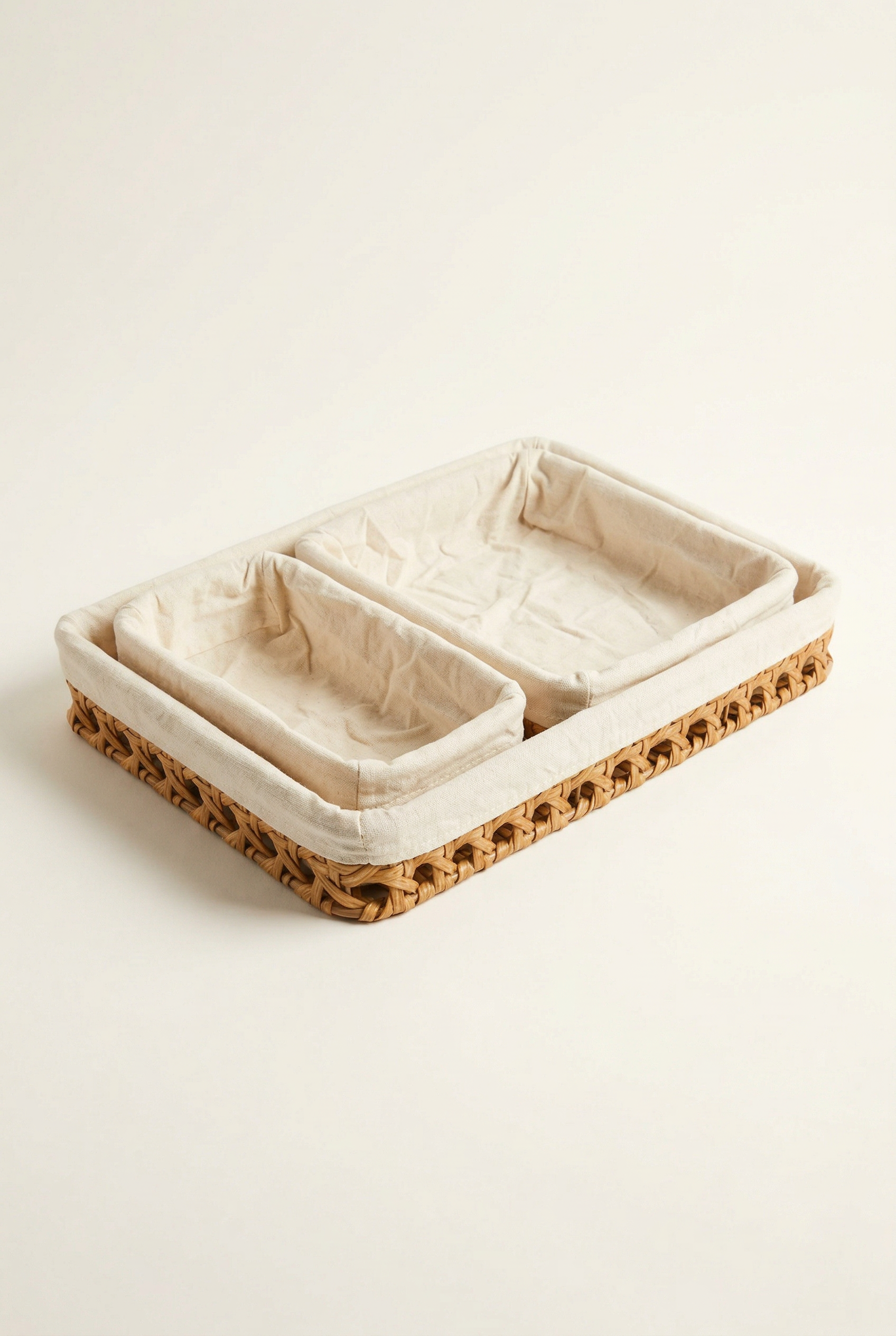 3'lü Bezli Rattan Sepet