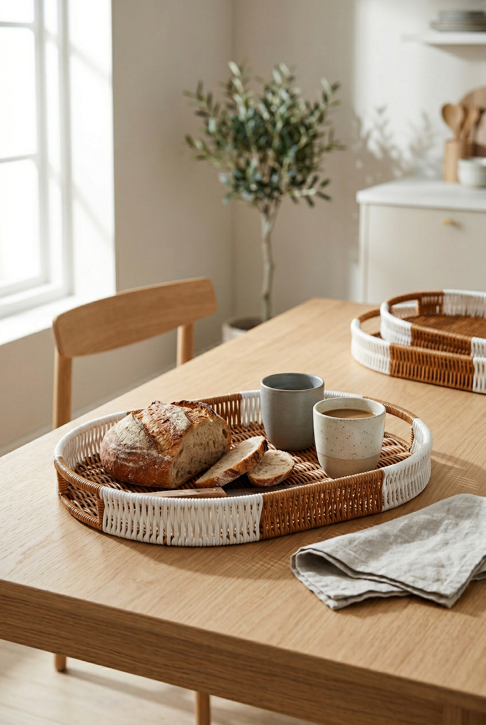 3'lü Oval Rattan Sepet & Organizer / Büyük - Orta - Küçük