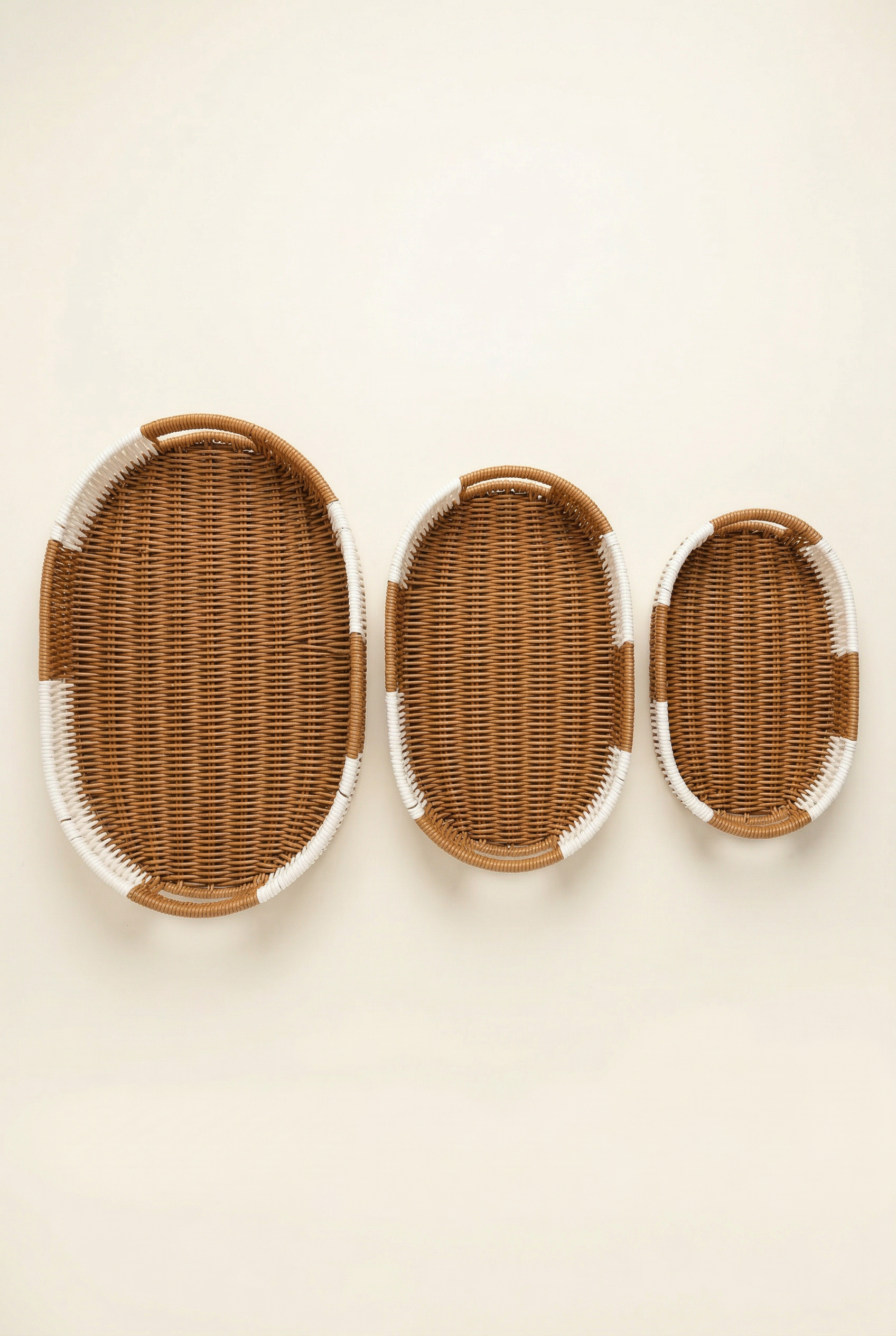 3'lü Oval Rattan Sepet & Organizer / Büyük - Orta - Küçük