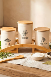 Bambu Standlı 3'lü Baharat Seti