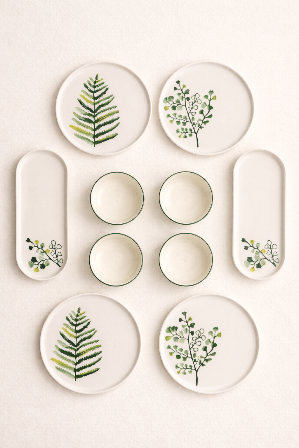 Green Flowers Serisi 10 Parça 4 Kişilik Kahvaltı Takımı