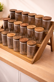 Akasya Standlı 18'li Cam Baharat Takımı (140 Ml x 18)