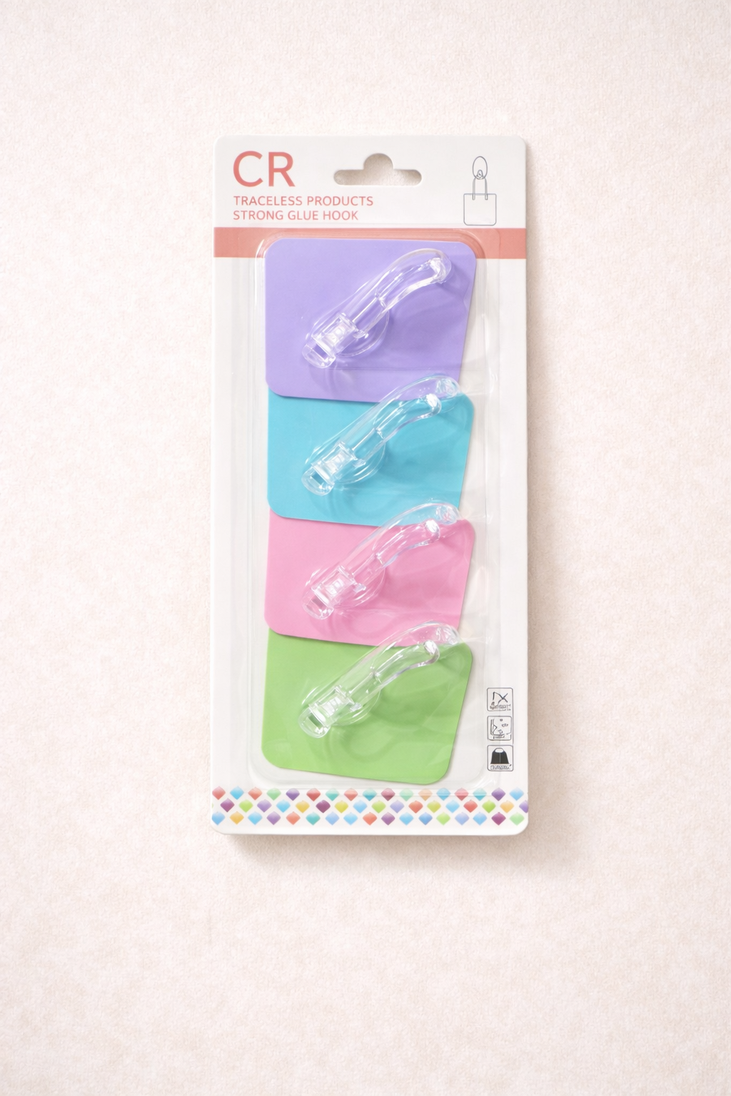 4'lü Yapışkanlı Plastik Mutfak & Banyo Duvar Askısı