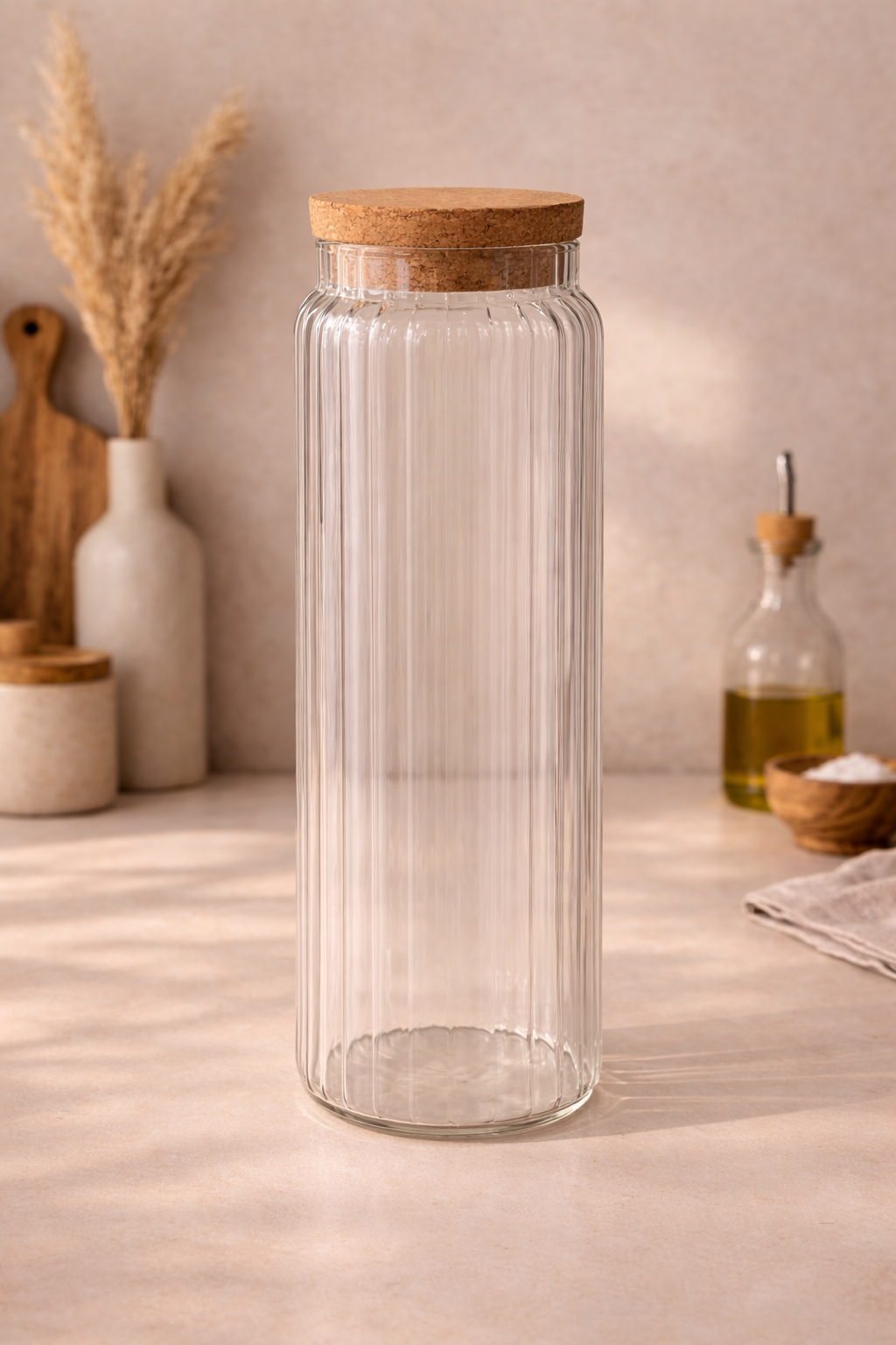 1020 Ml Mantar Kapaklı Cam Kavanoz - 26 Cm