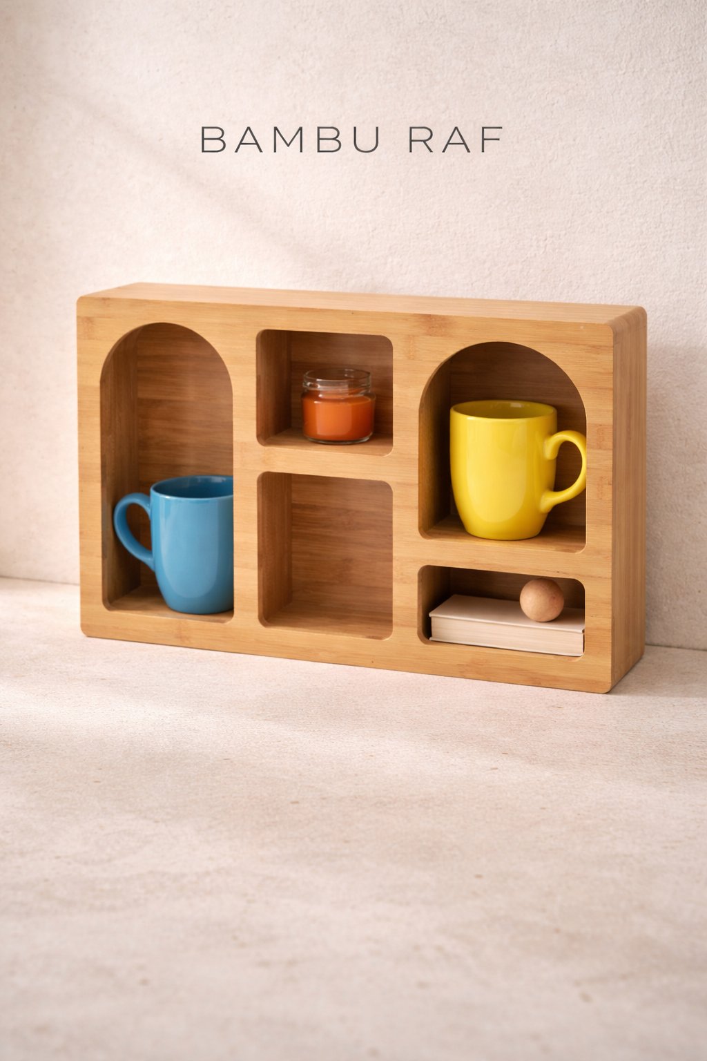 Bambu Bölmeli Dekoratif Raf (40x28x10)