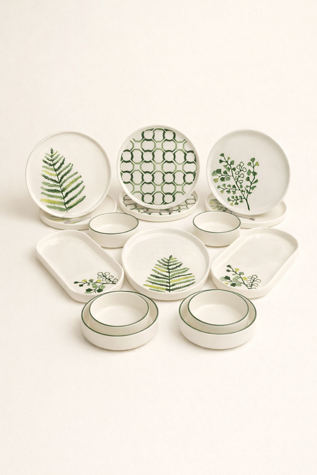 Green Flowers Serisi 15 Parça 6 Kişilik Kahvaltı Takımı