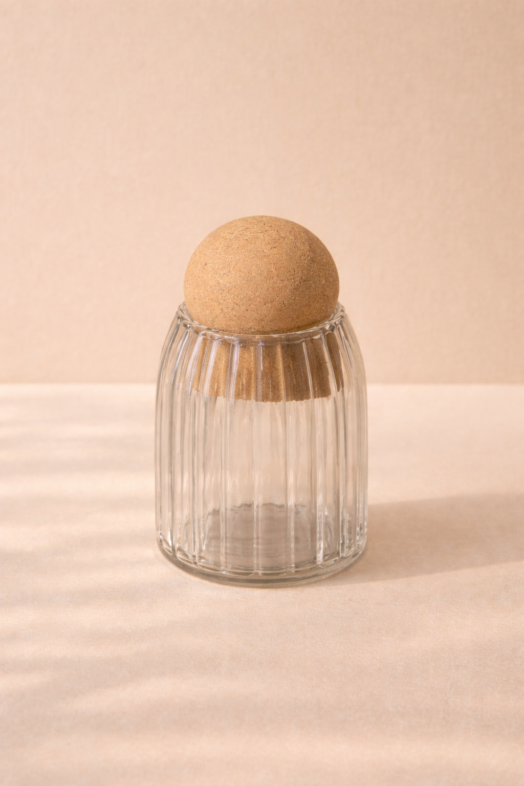 320 Ml Mantar Kapaklı Rölyefli Cam Kavanoz - 10 Cm