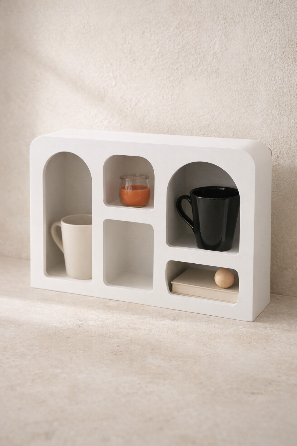 Beyaz Ahşap Dekoratif Raf (40x12,5x28)