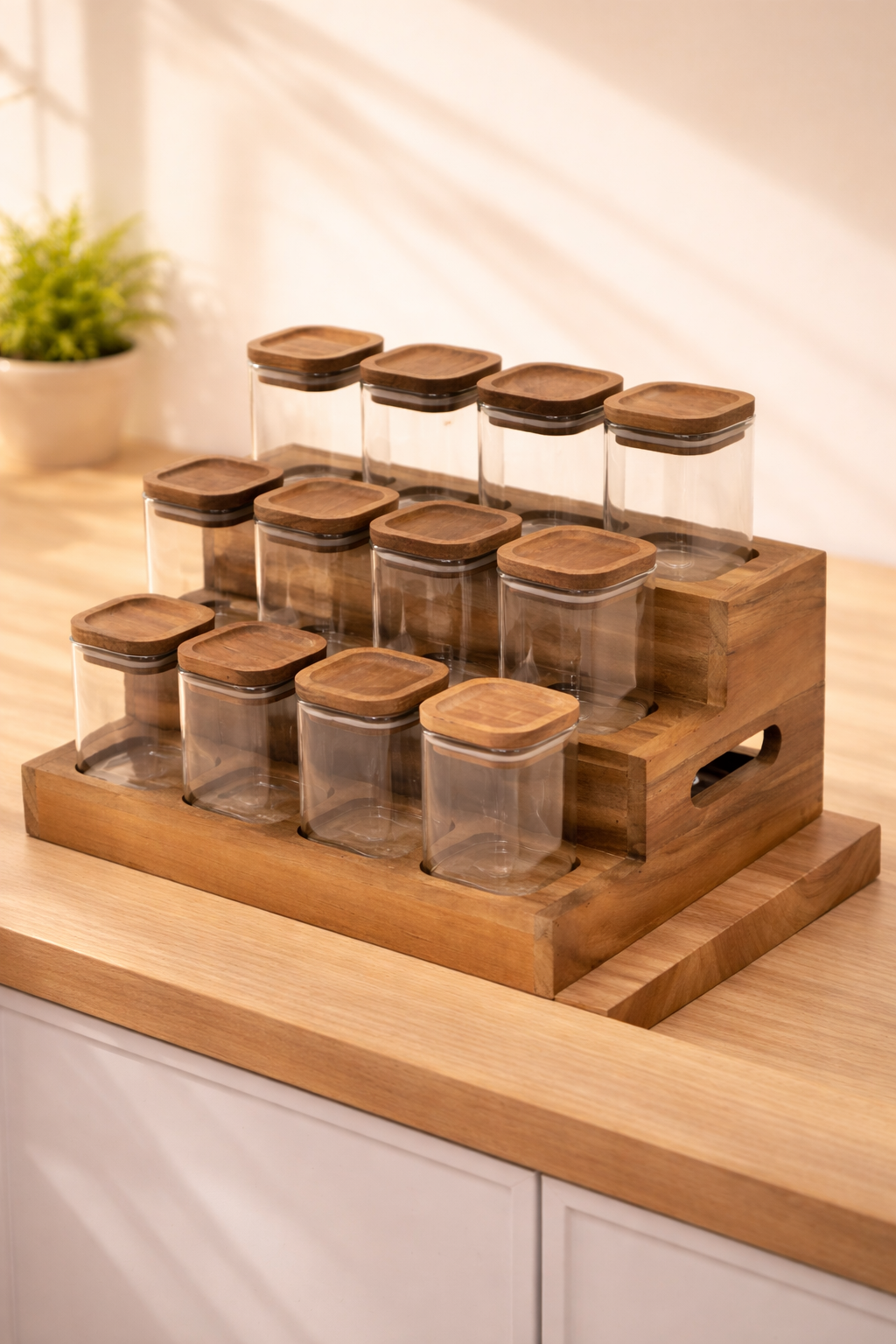 Akasya Standlı 12'li Cam Baharatlık (190 Ml x 12)