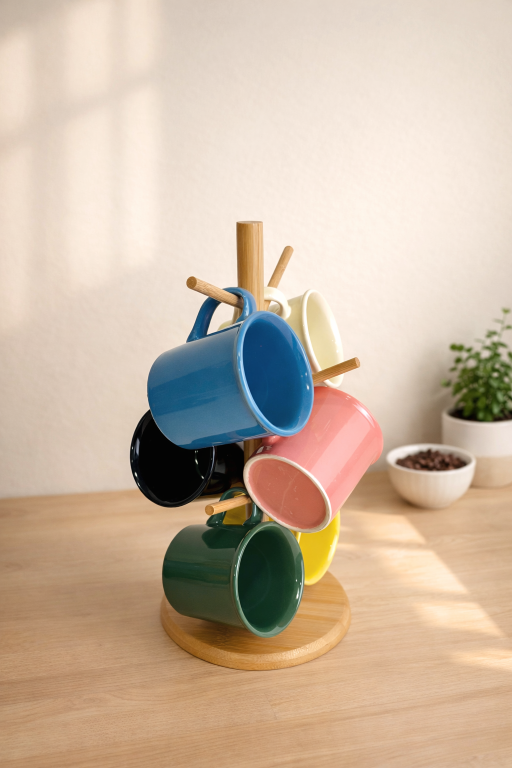 Vega Serisi Bambu Askılı 7 Parça Kupa Seti (6 Kupa + 1 Askı)