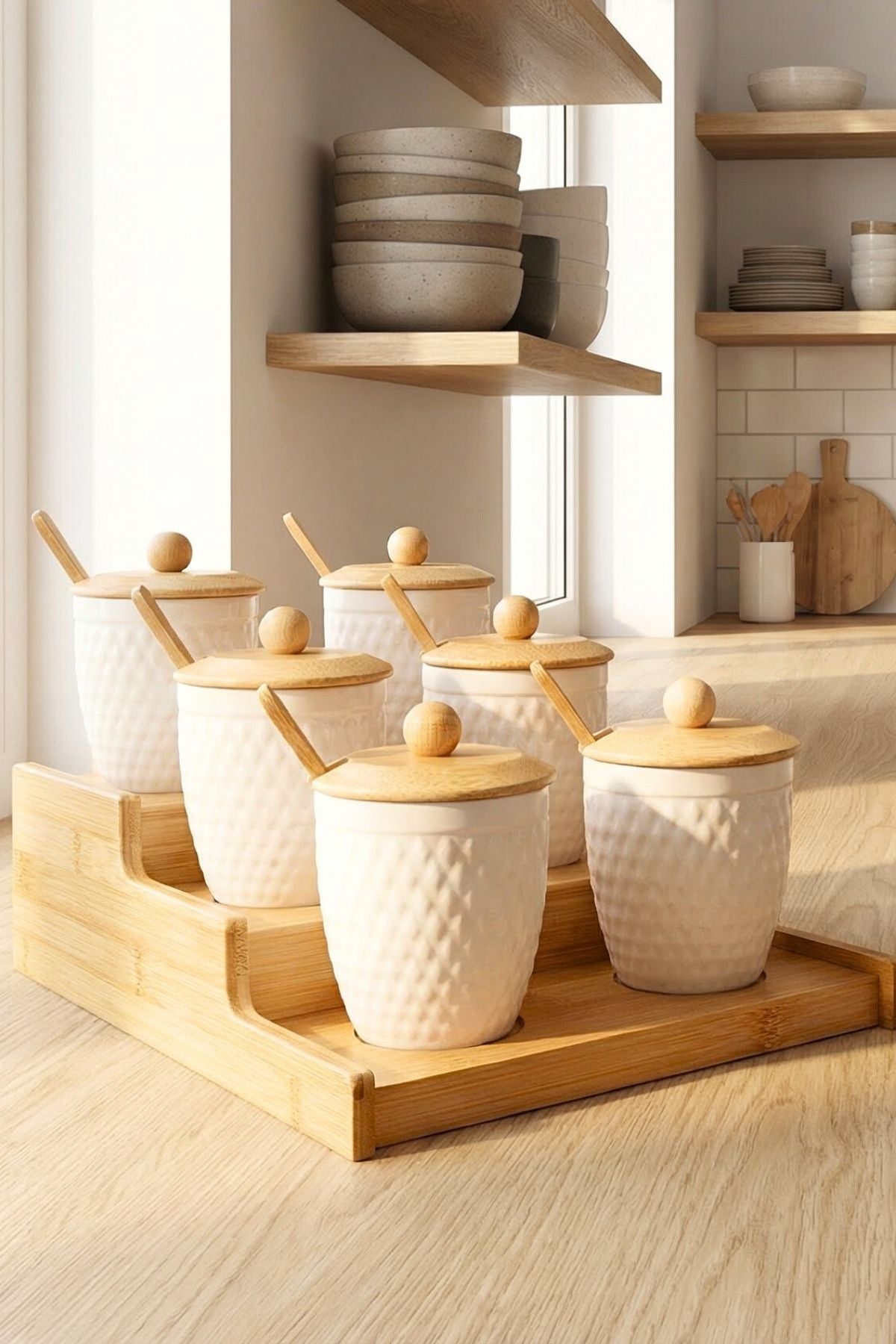 Bambu Standlı 6'lı Baharat Seti & Baharat Takımı