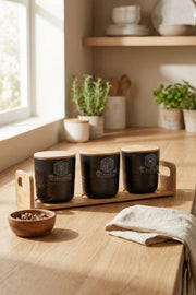 Bambu Standlı 3'lü Baharat Takımı Pera