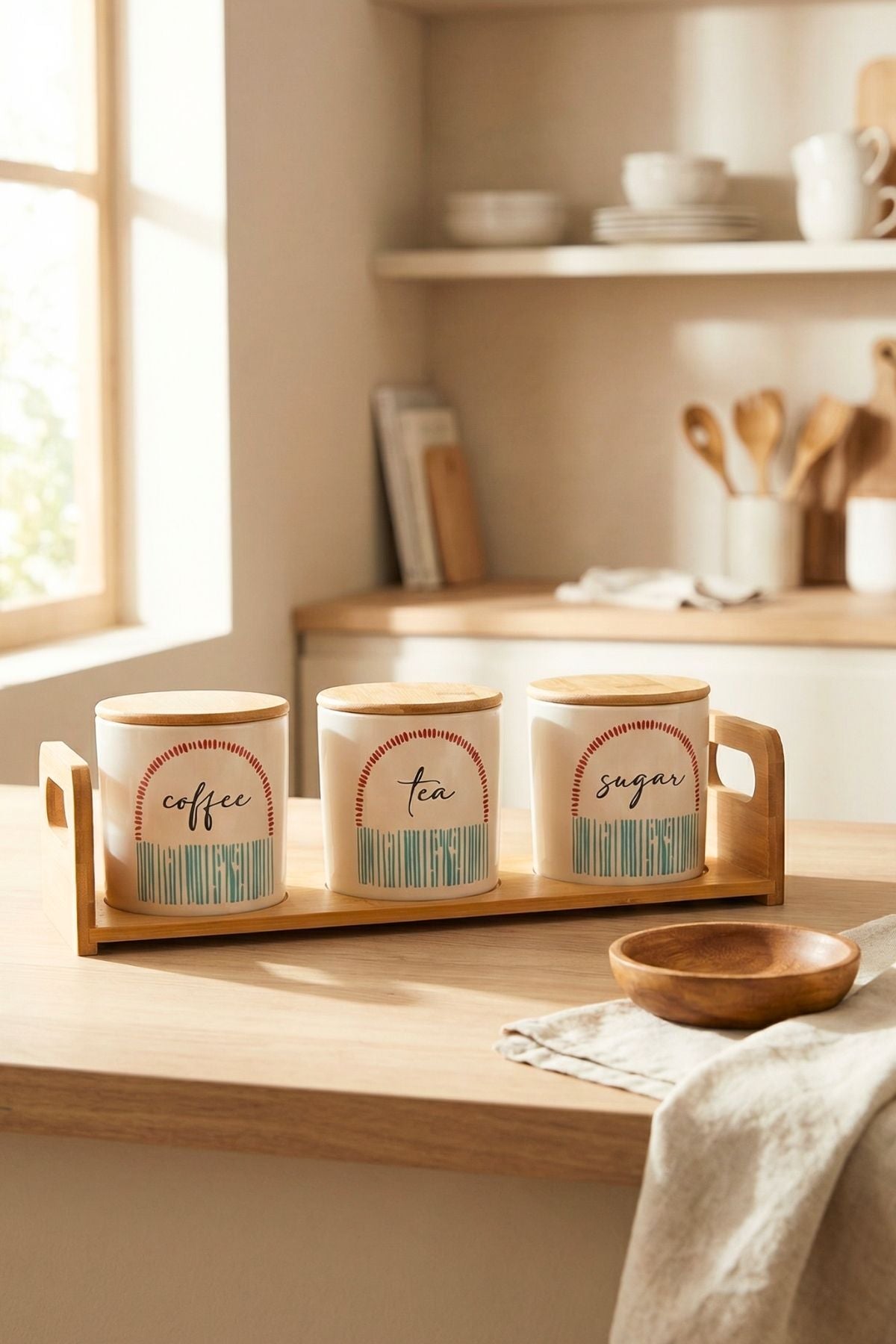 Bambu Standlı 3'lü Ege Baharat Takımı