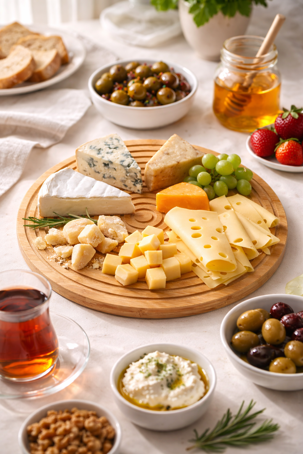 28 cm Yuvarlak Bambu Sunum Tahtası – Oluklu Tasarım