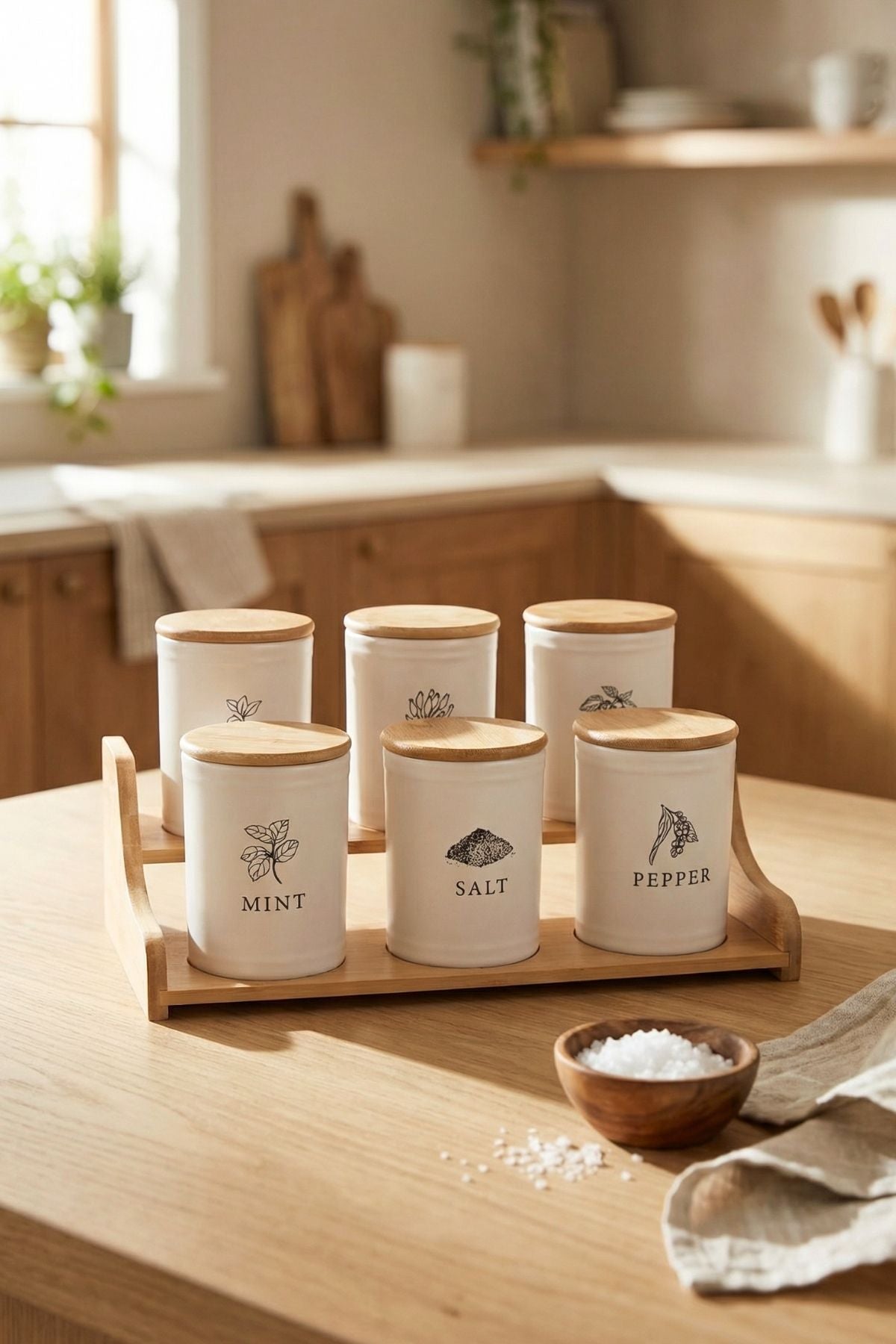 Bambu Standlı 6'lı Baharat Takımı