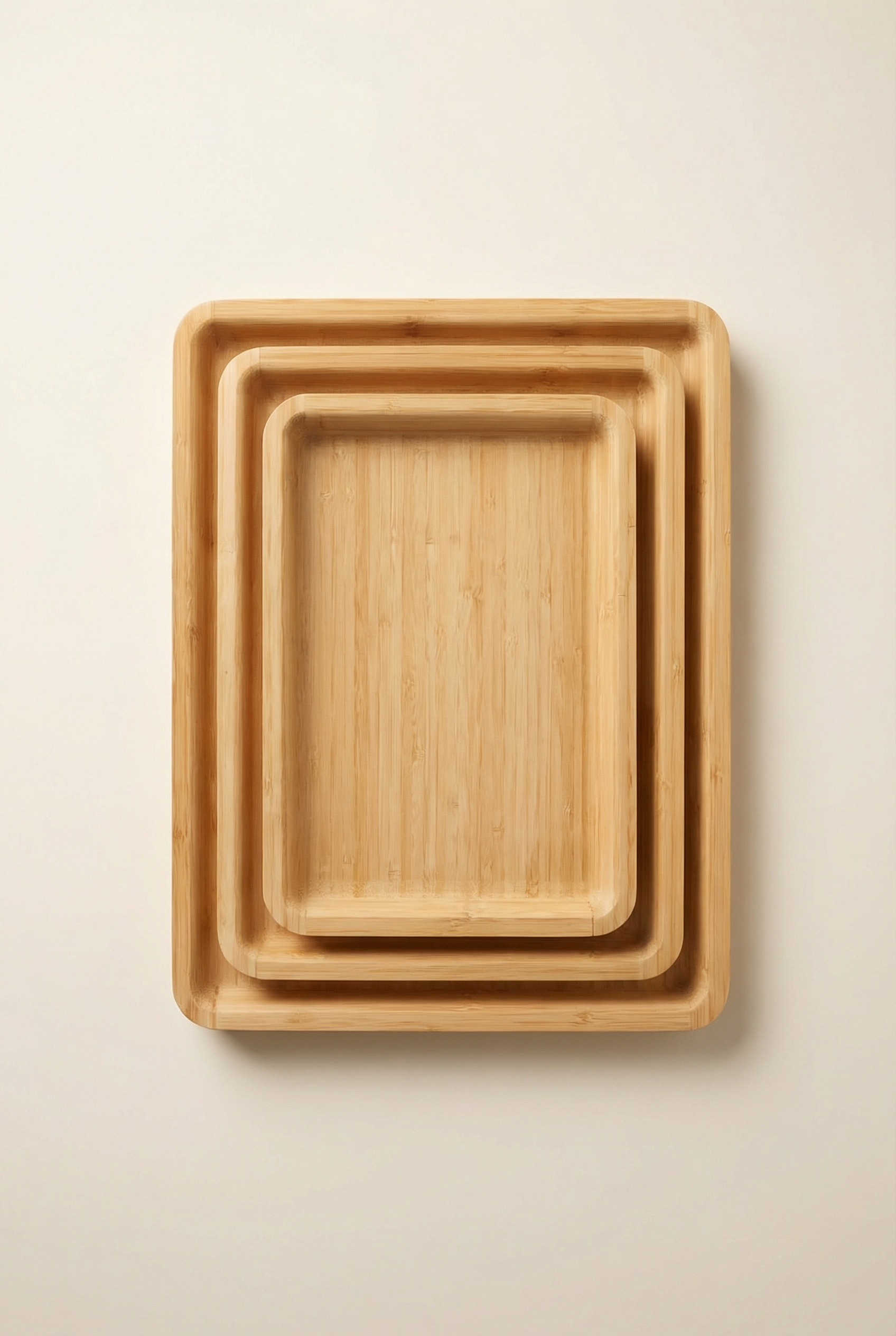 3'lü Dikdörtgen Bambu Tepsi Seti