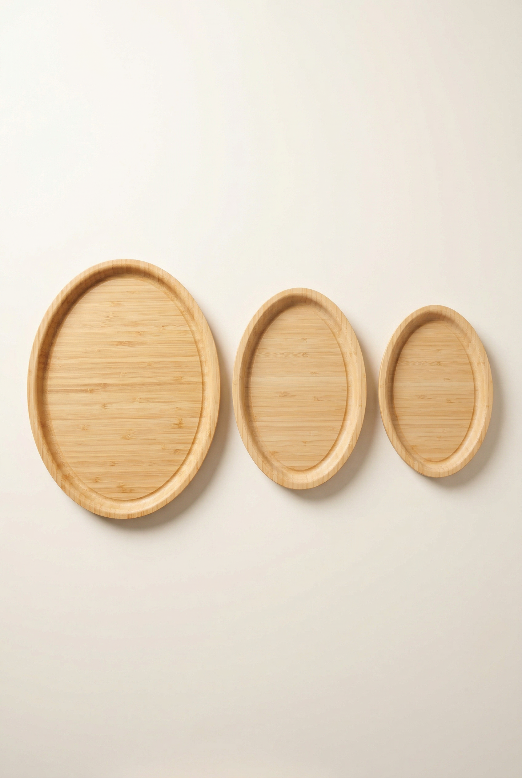Bambu 3'lü Oval Tepsi Seti