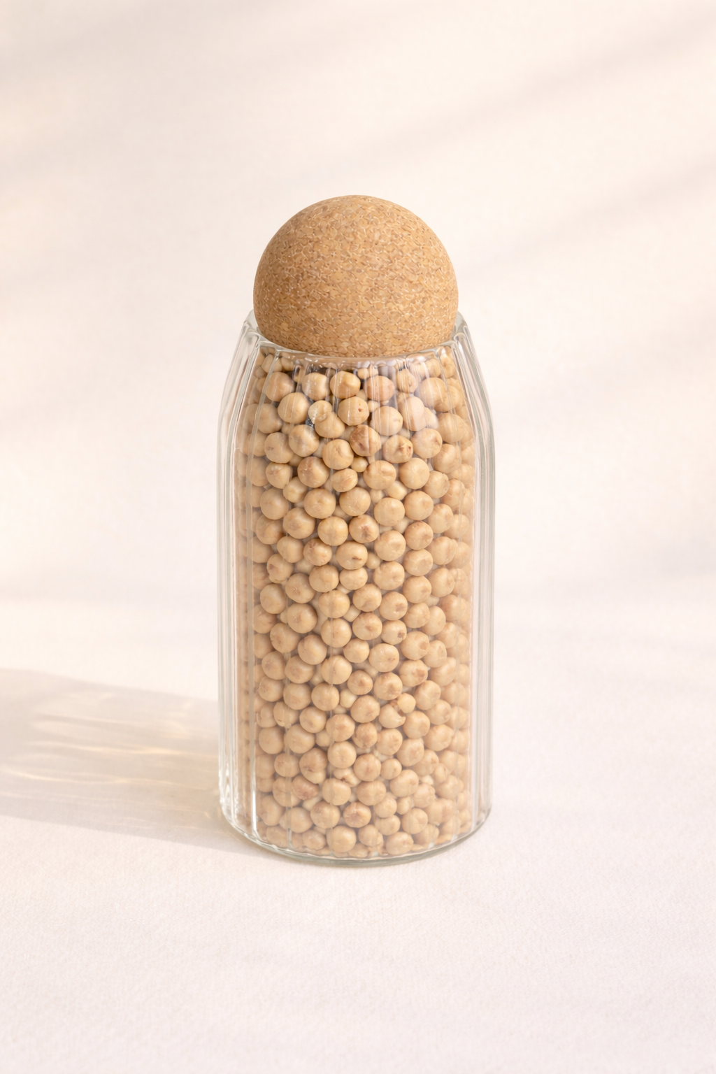 520 Ml Mantar Kapaklı Rölyefli Cam Kavanoz - 15 Cm