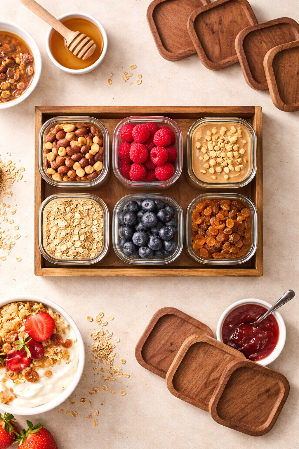 Akasya Tepsili 6' lı Cam Kahvaltılık & Sunum Seti (240 Ml x 6)